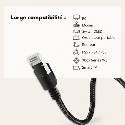 Câble Ethernet blindé RJ45 M/M, 1.5m, Metronic - 5