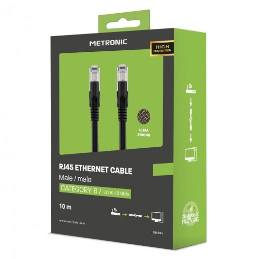 Câble Ethernet blindé RJ45 M/M, 10m, Metronic - 5