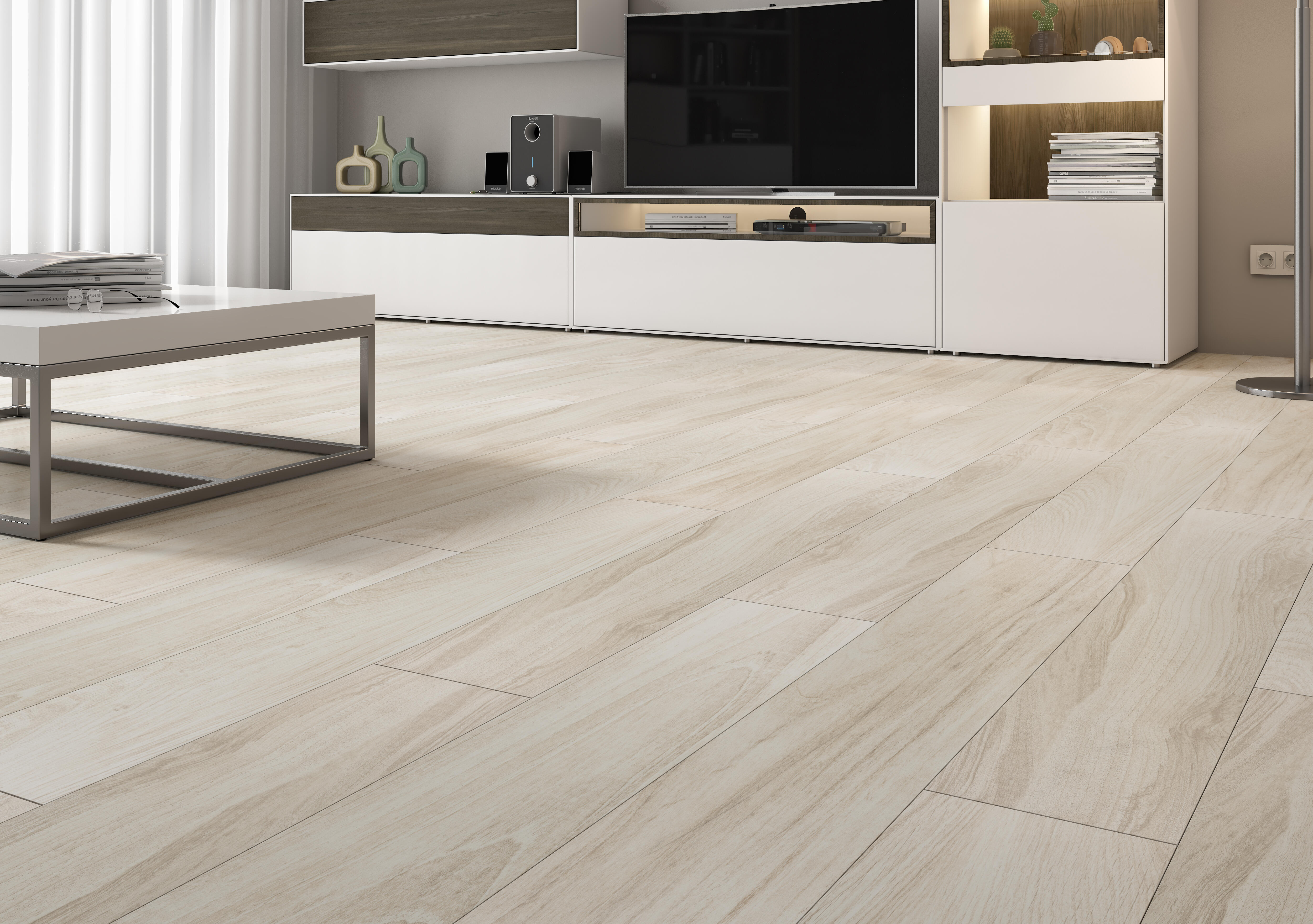 Suelo porcelánico escandinavia efecto madera white 19.5x120 cm c1 artens