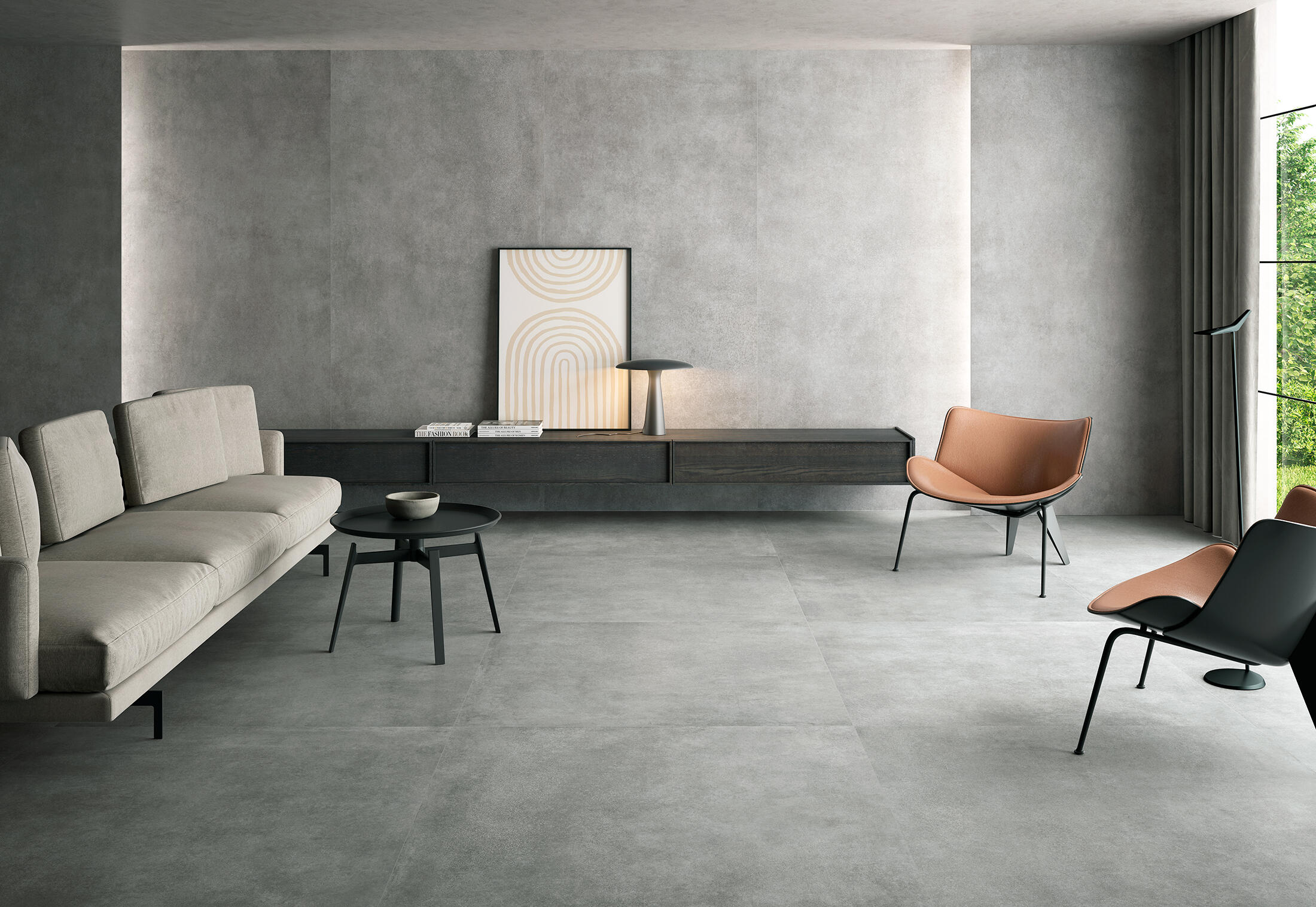 Suelo porcelánico cement efecto cemento gris 60x120 cm c1