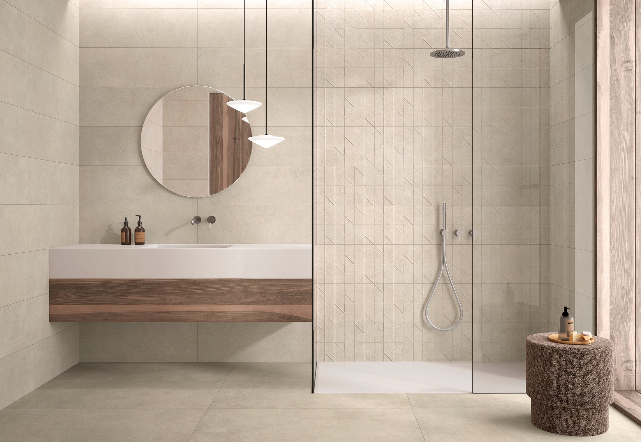 Suelo porcelánico cement efecto cemento beige 60x120 cm c1