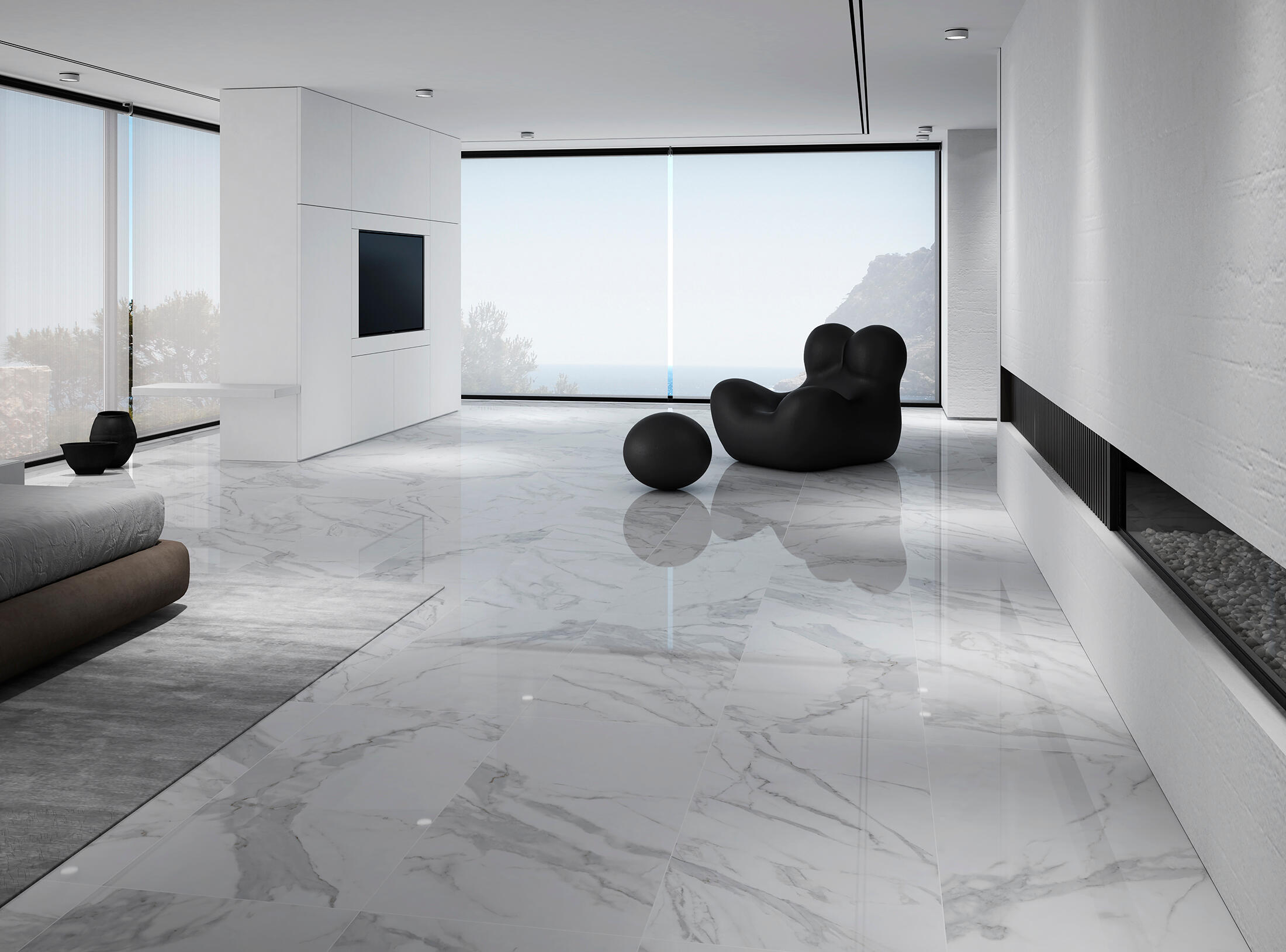 Suelo/azulejo porcelánico calacatta efecto mármol blanco 60x120 cm