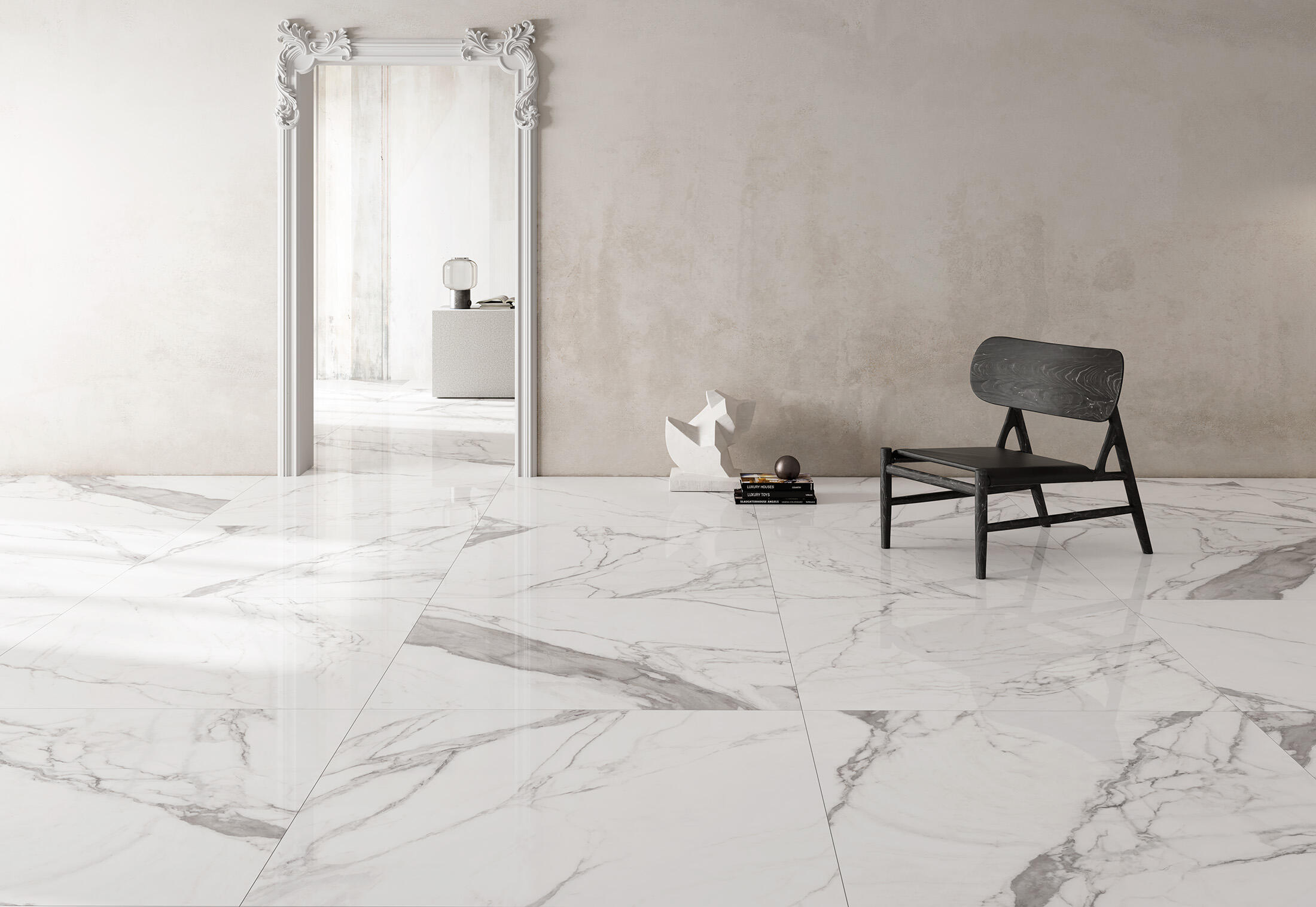 Suelo porcelánico vagli efecto mármol blanco 120x120 cm
