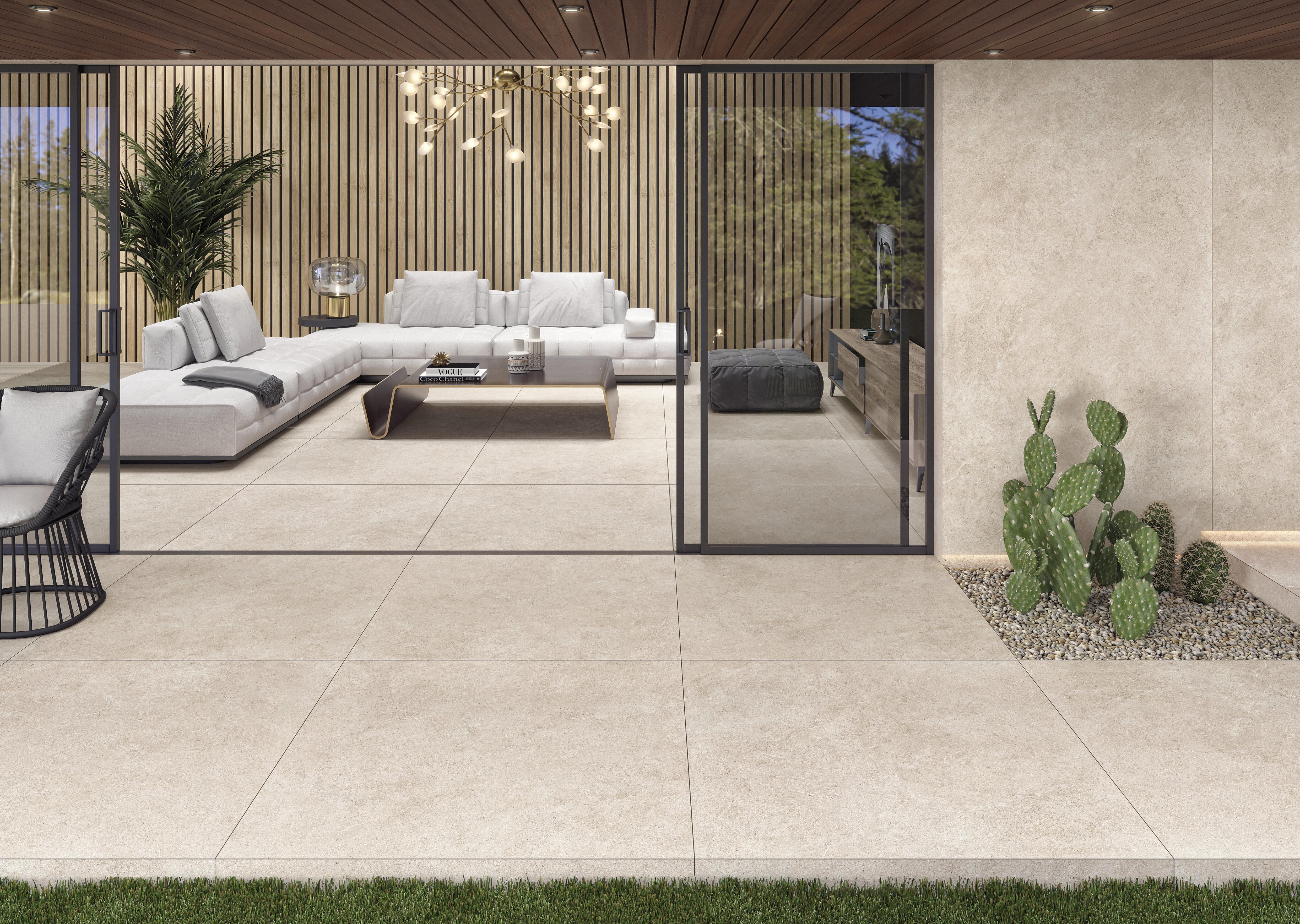 Suelo porcelánico arles efecto piedra arena 120x120 cm c1 grespania