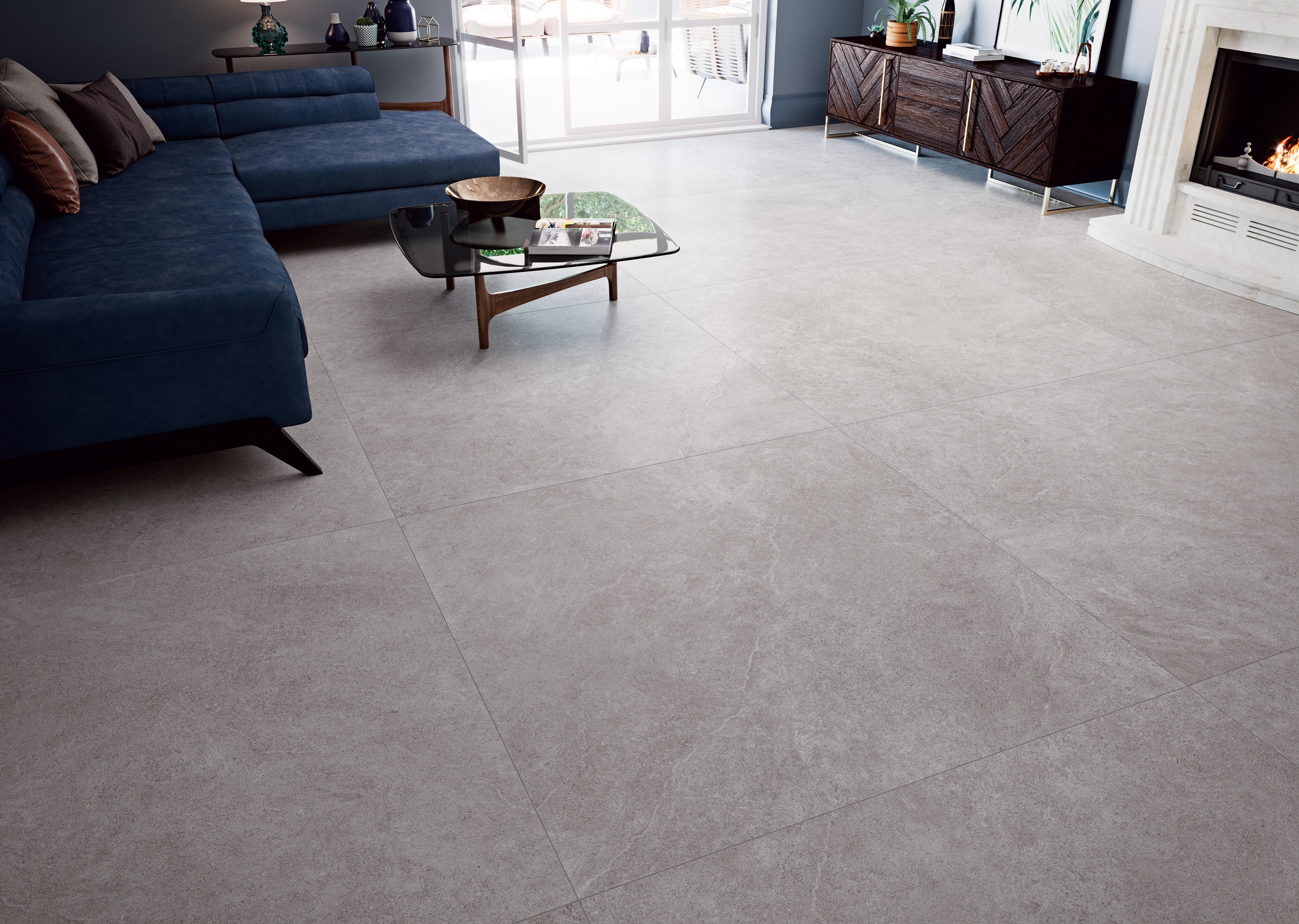 Suelo porcelánico arles efecto piedra gris 120x120 cm c1 grespania