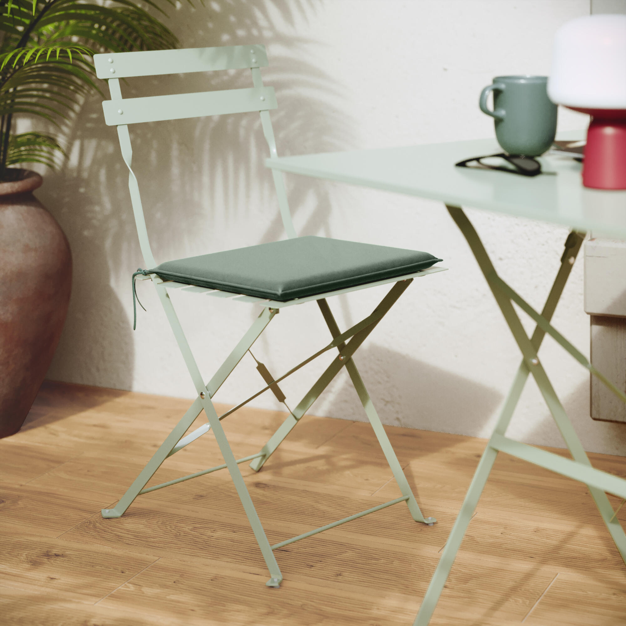 Table de jardin pliante NATERIAL Flora carré vert 2 personnes - 2