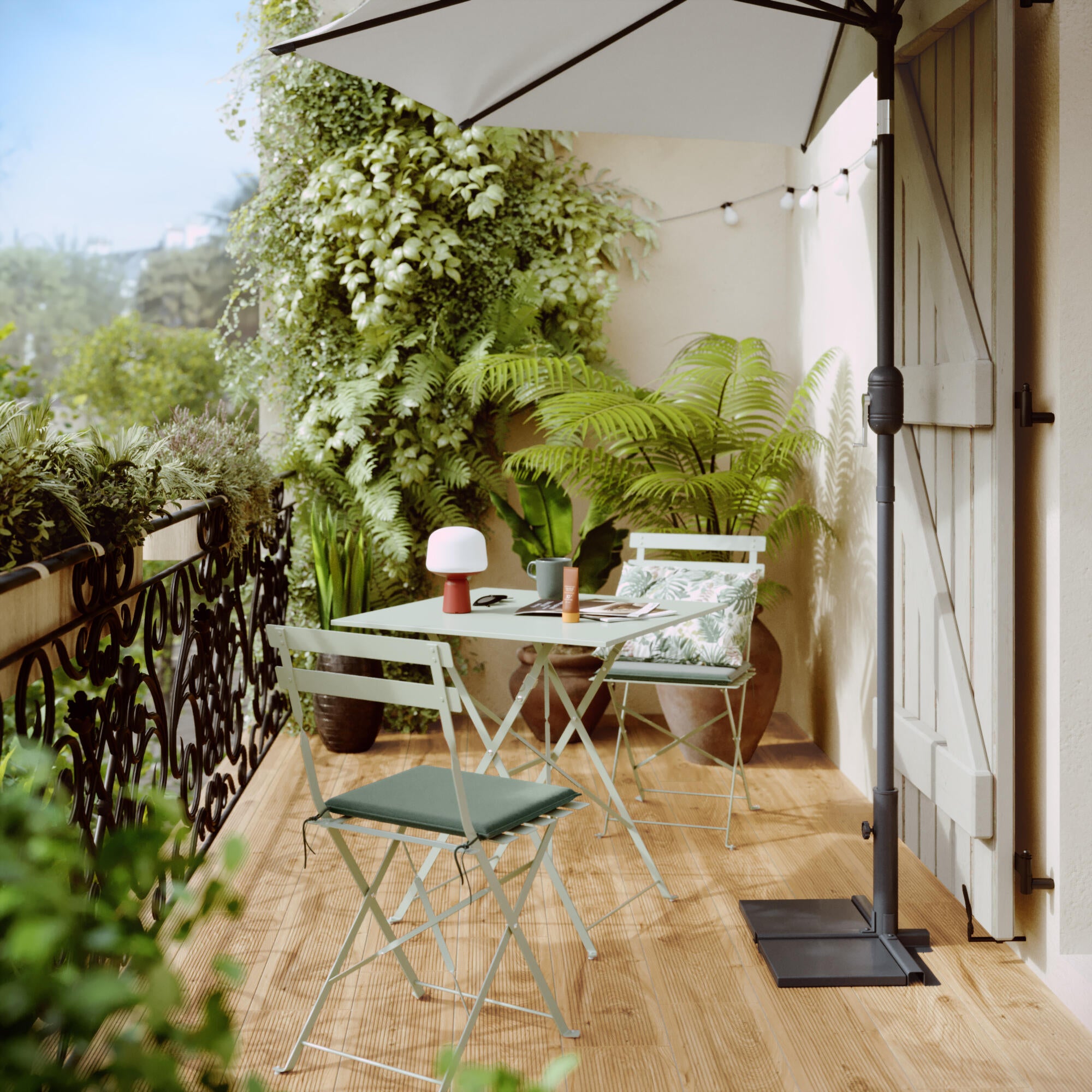 Table de jardin pliante NATERIAL Flora carré vert 2 personnes - 4