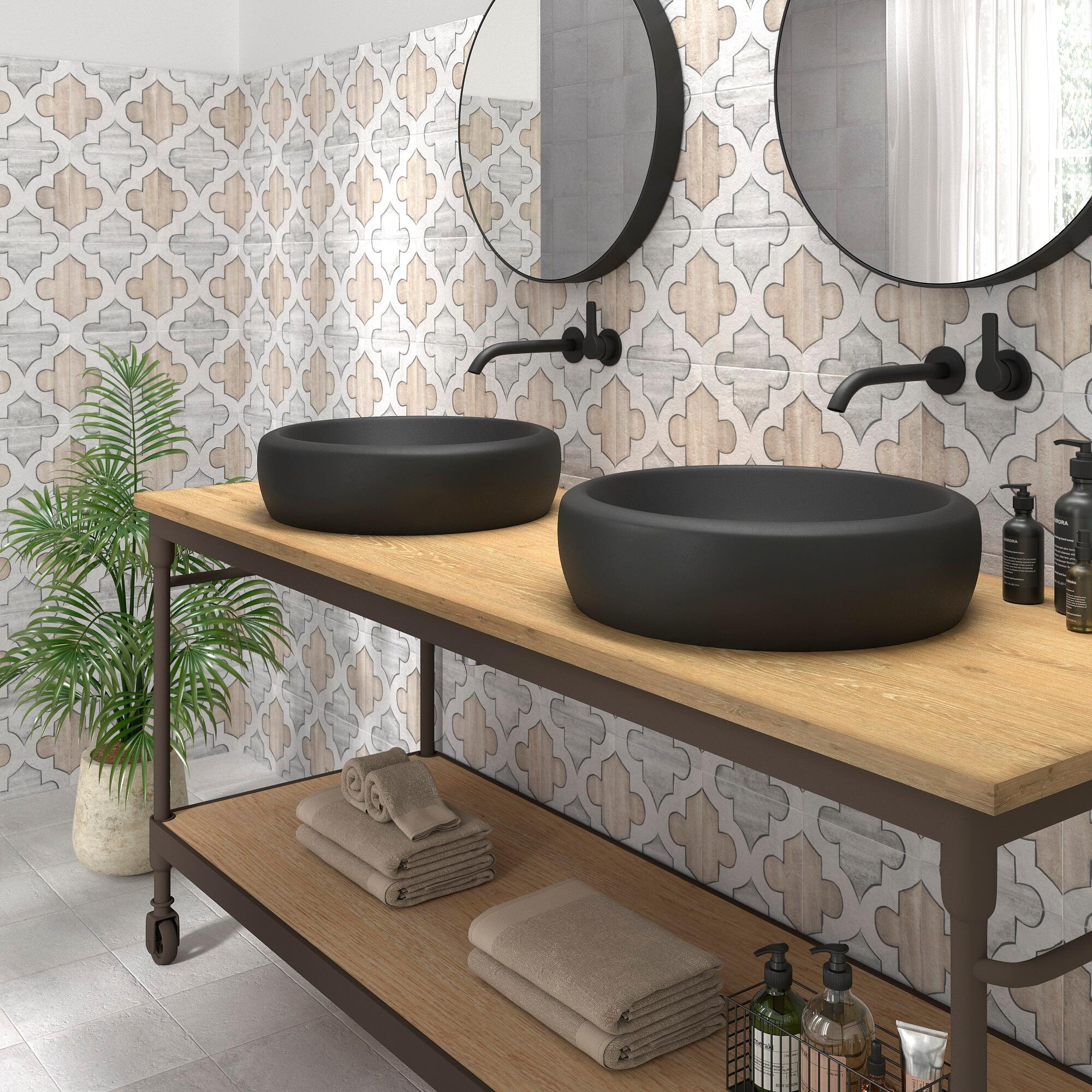 Suelo/azulejo porcelánico carino efecto hidráulico picos deco 20x20 cm