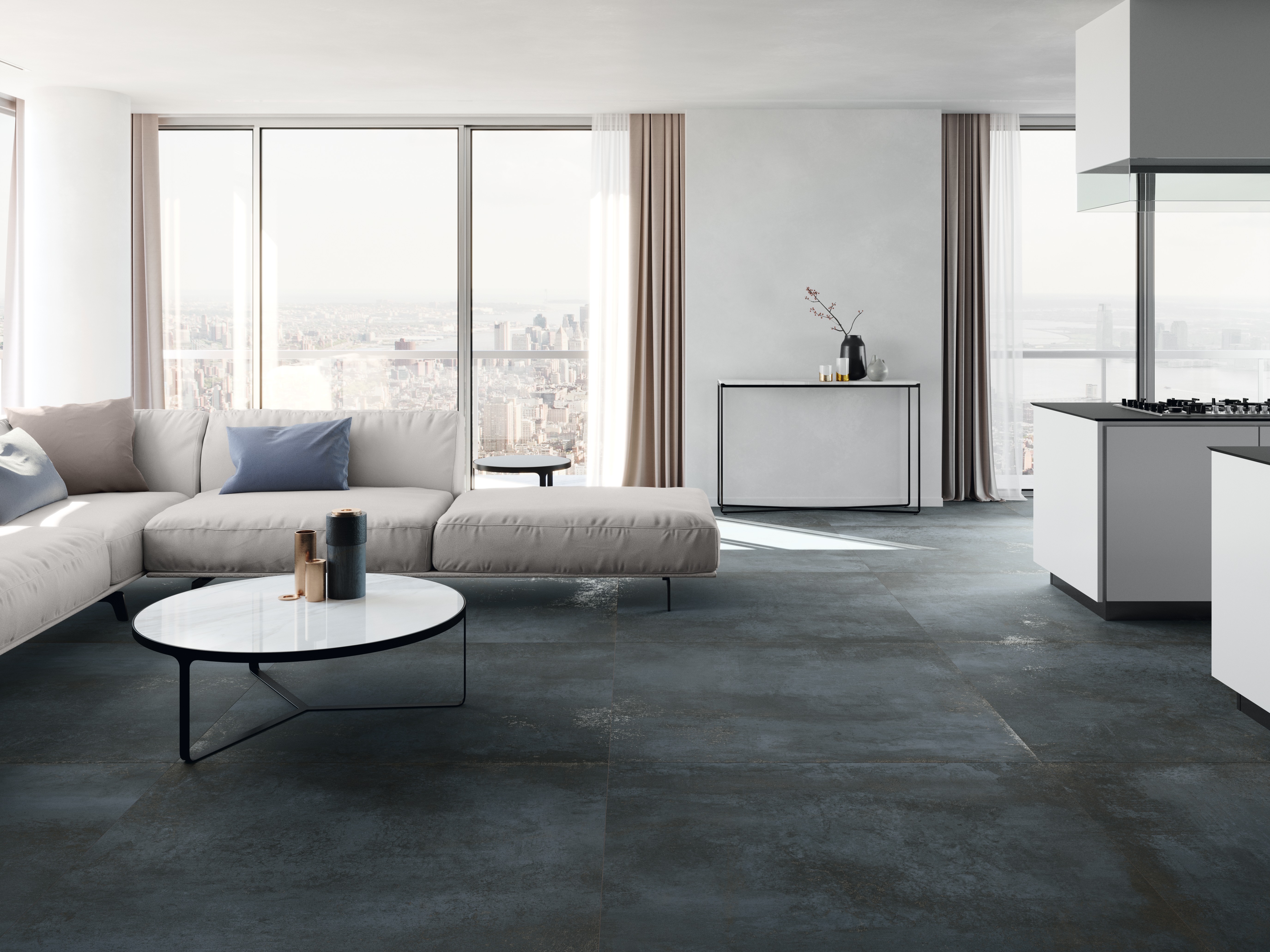 Suelo porcelánico distrito efecto metal iron natural 60x60cm c1 grespania