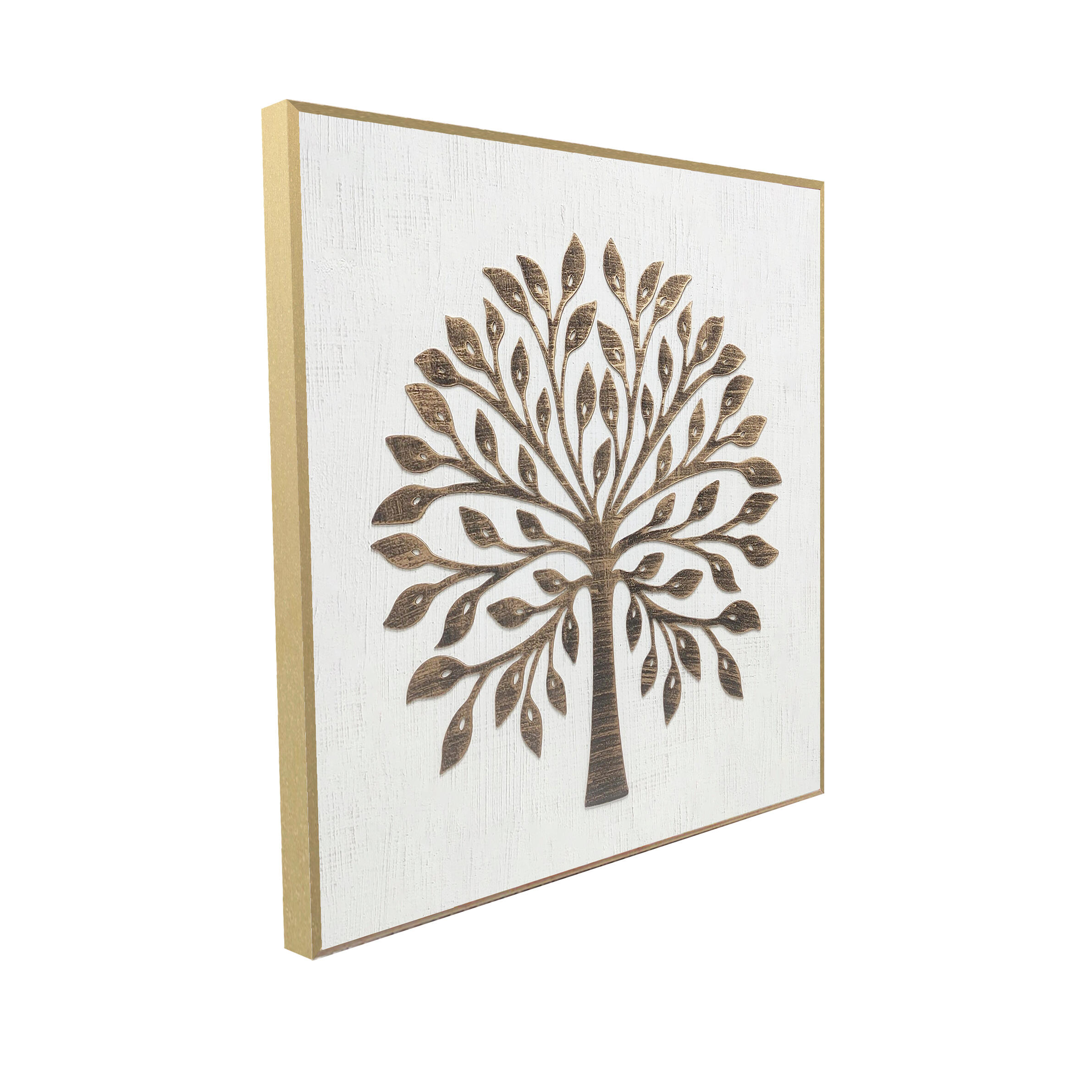 Quadro com moldura Árvore ouro laser 60x60 cm - 5