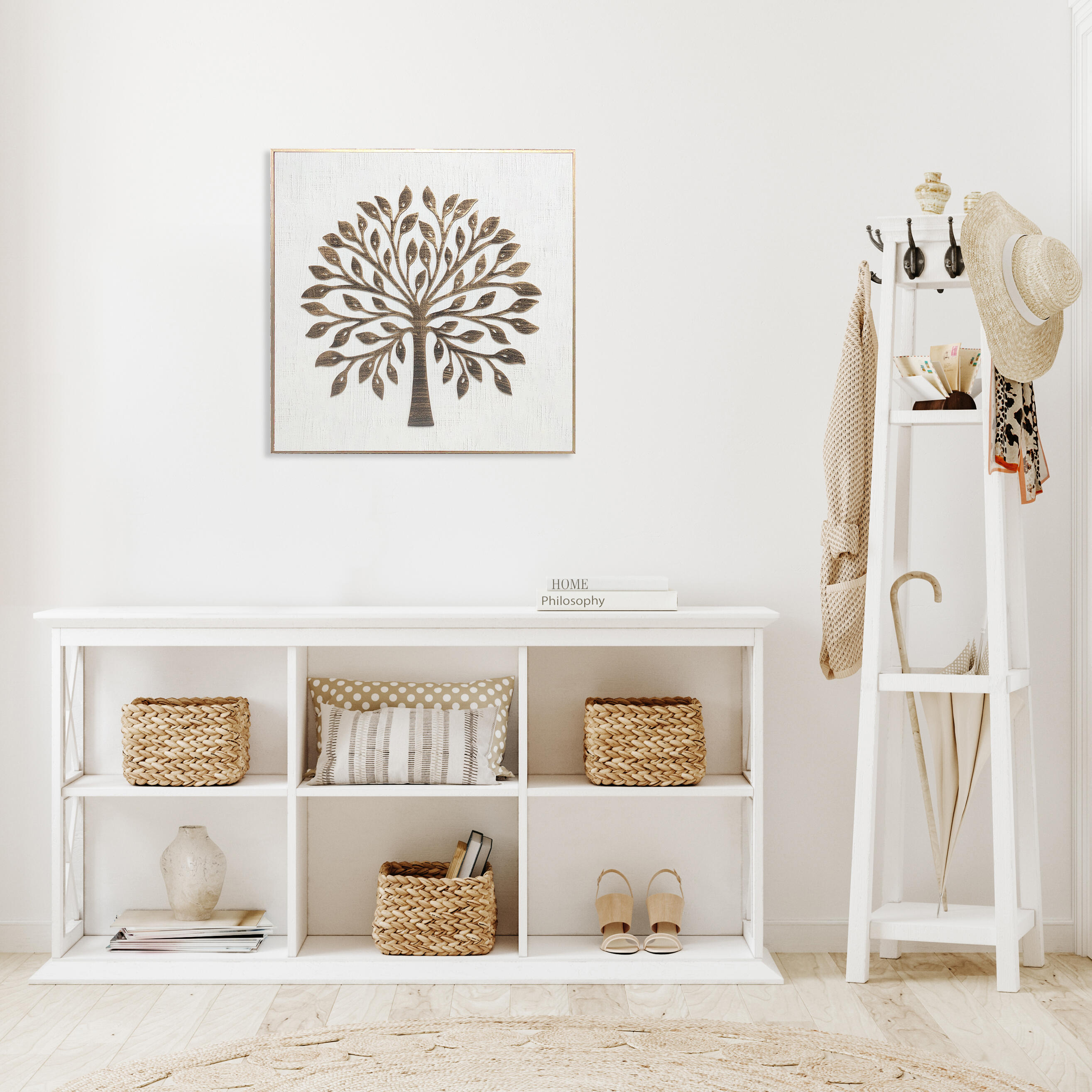 Cuadro enmarcado oro Árbol láser negro cm x cm Leroy