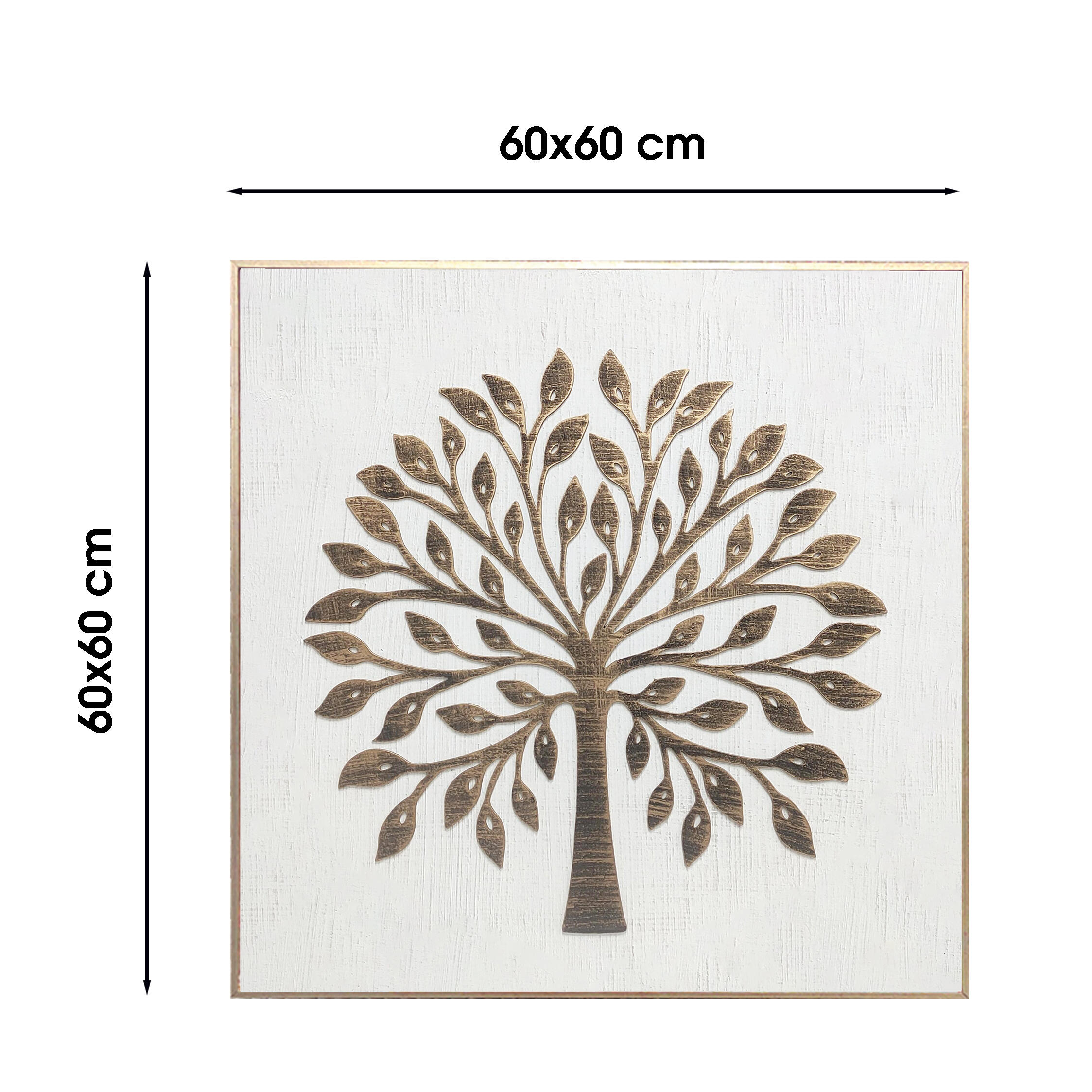 Quadro com moldura Árvore ouro laser 60x60 cm - 7