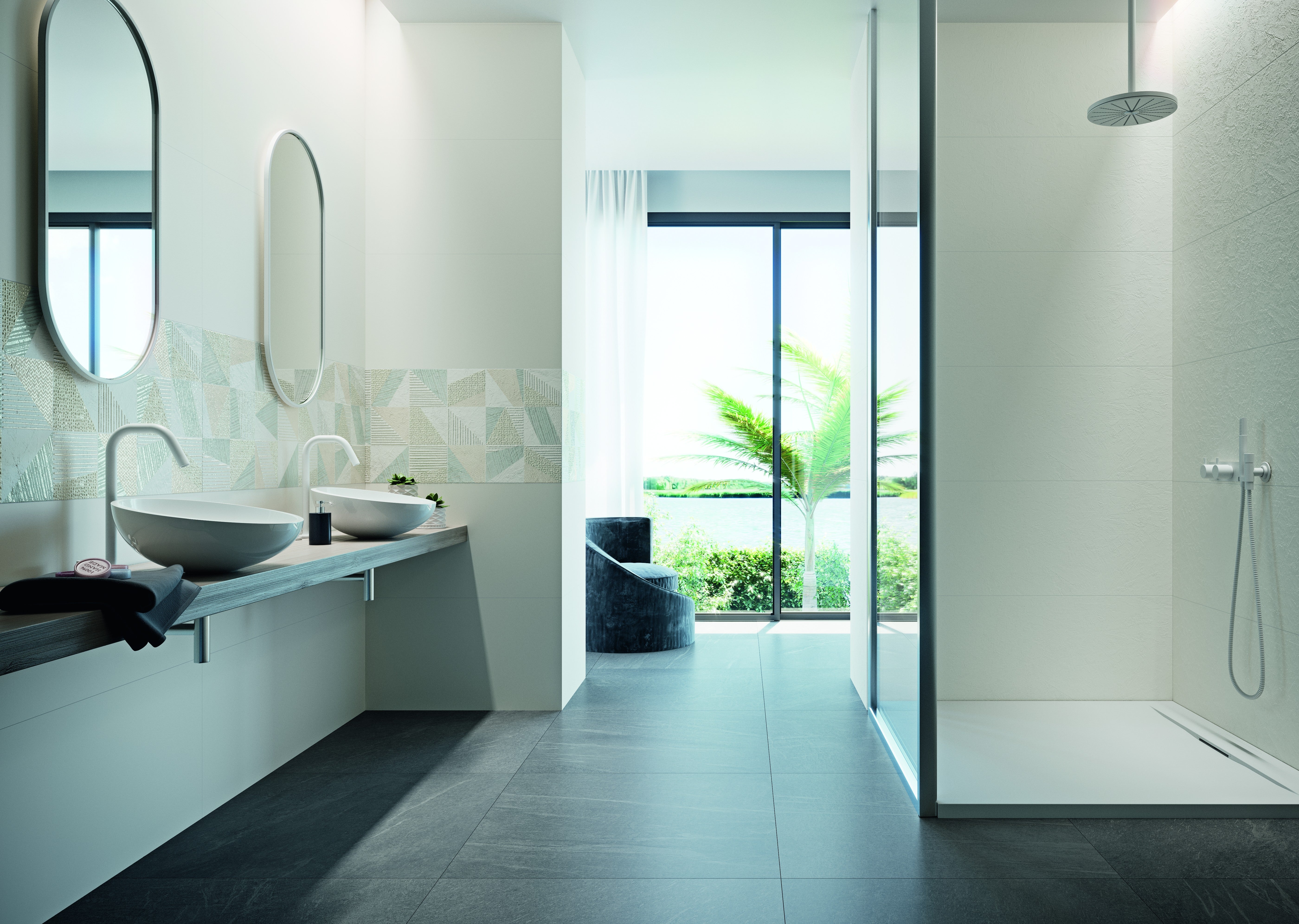 Azulejo cerámico flandes efecto blanco 45x120 cm grespania