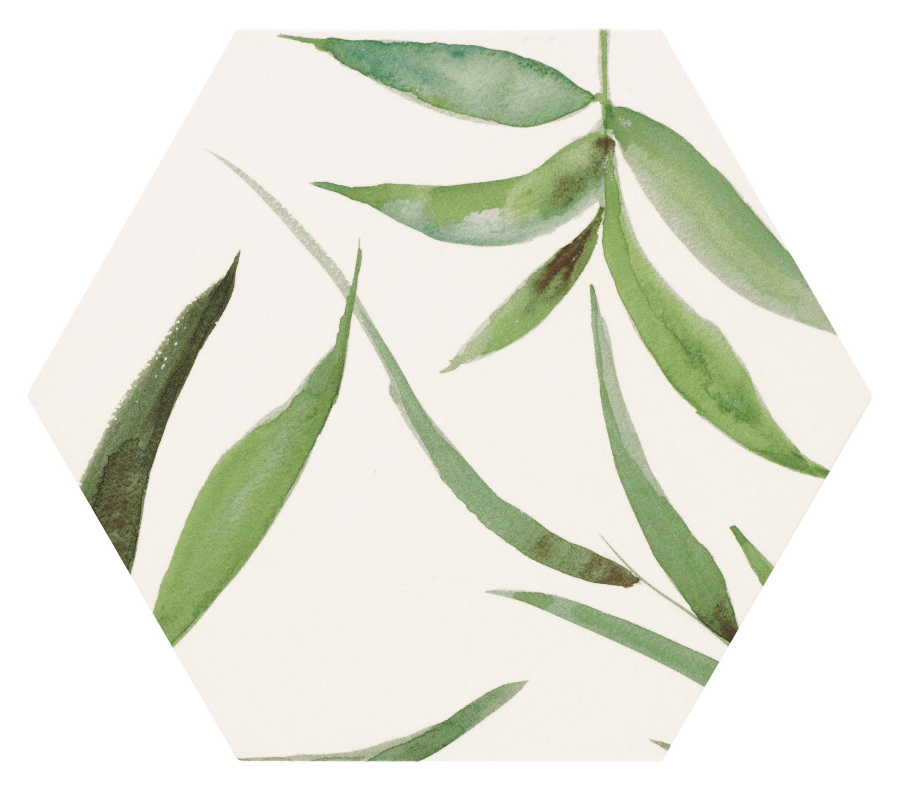 Azulejo porcelánico oasis efecto papel pintado blanco/verde 33x28.5 cm