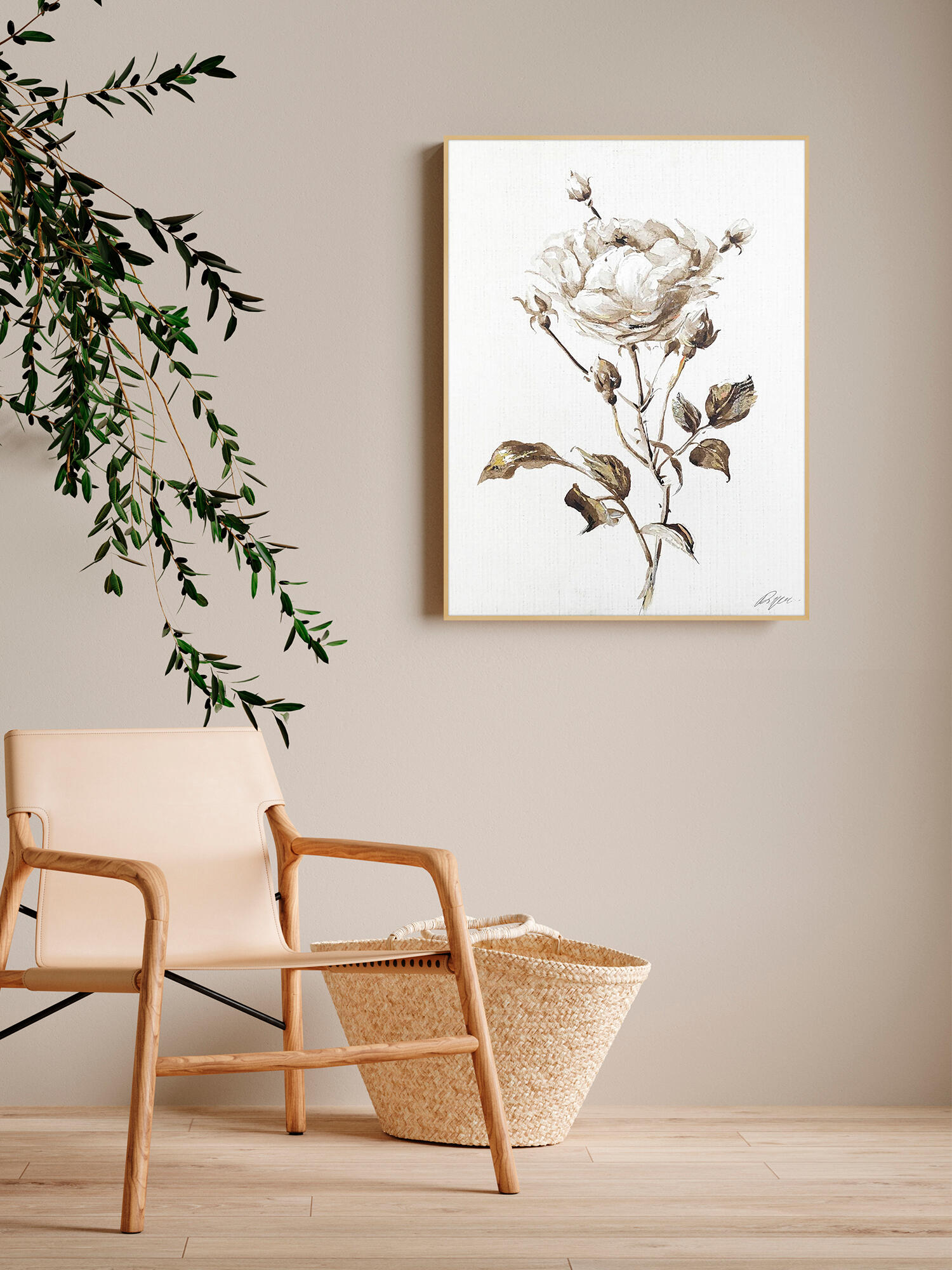 Cuadro original cotton flor blanca 62 cm x 82 cm