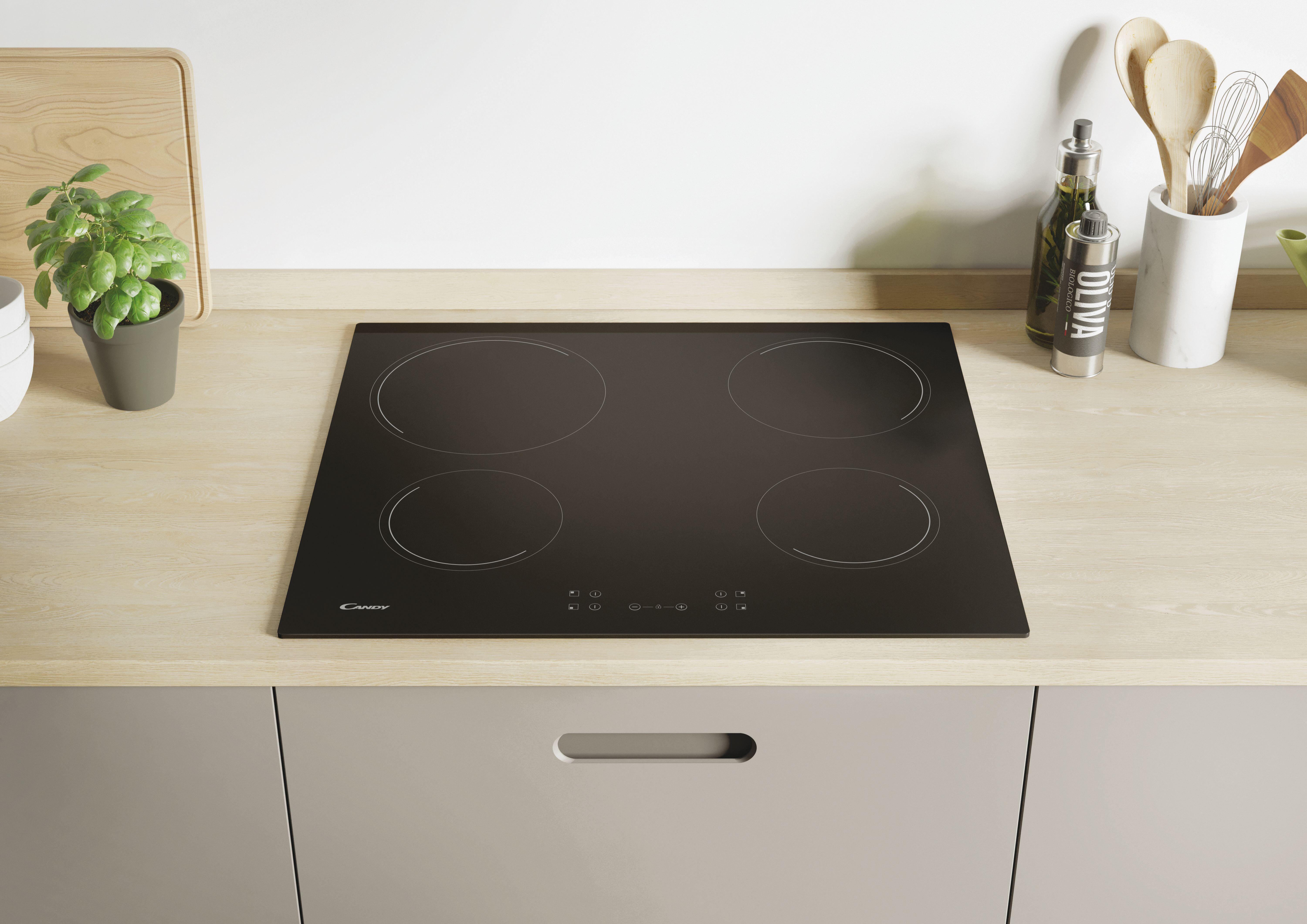 Placa vitrocerâmica 4 zonas de calor 6500 W 59 x 52 cm preto Candy CH64CCB/4U2 - 10