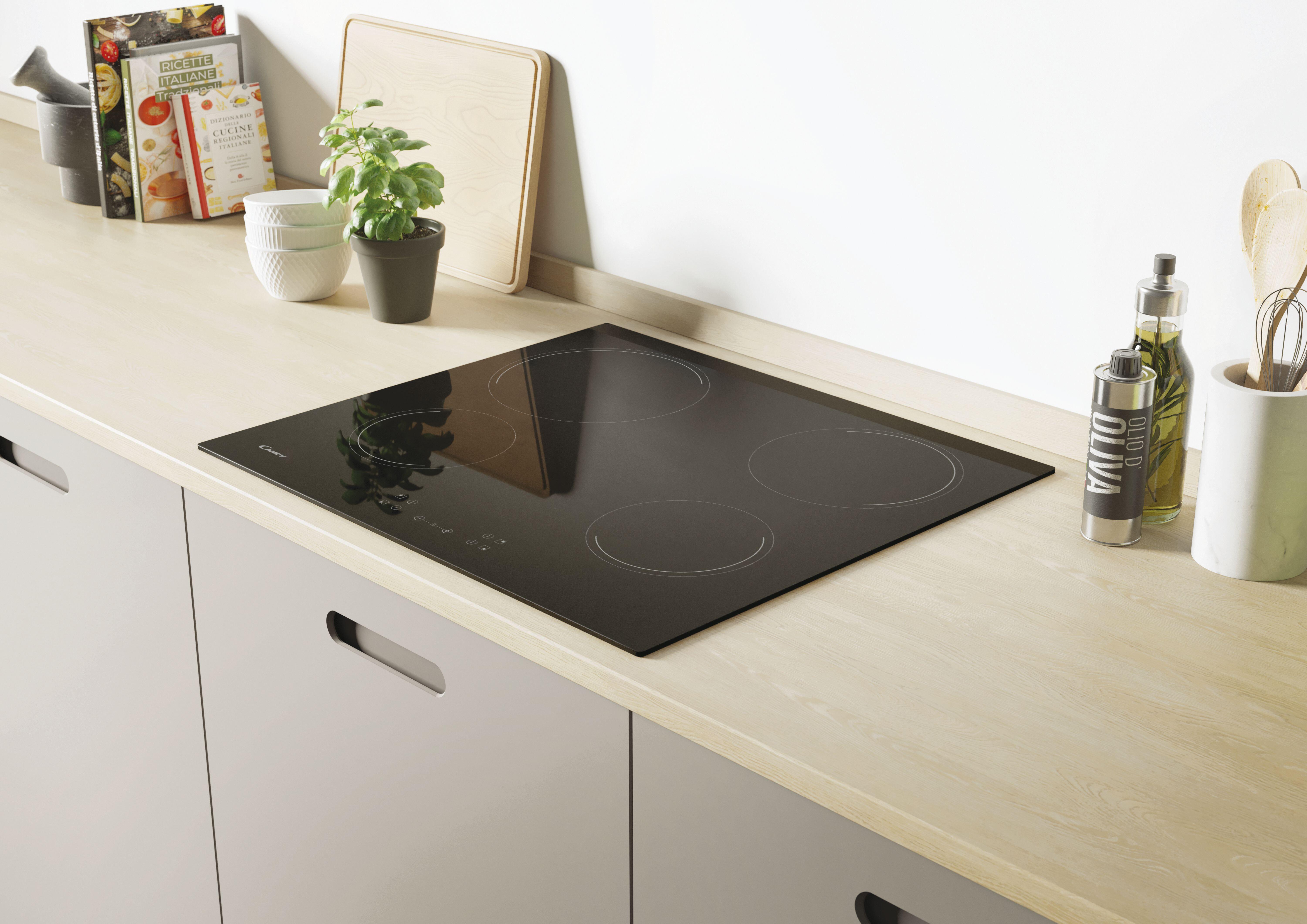 Placa vitrocerâmica 4 zonas de calor 6500 W 59 x 52 cm preto Candy CH64CCB/4U2 - 12