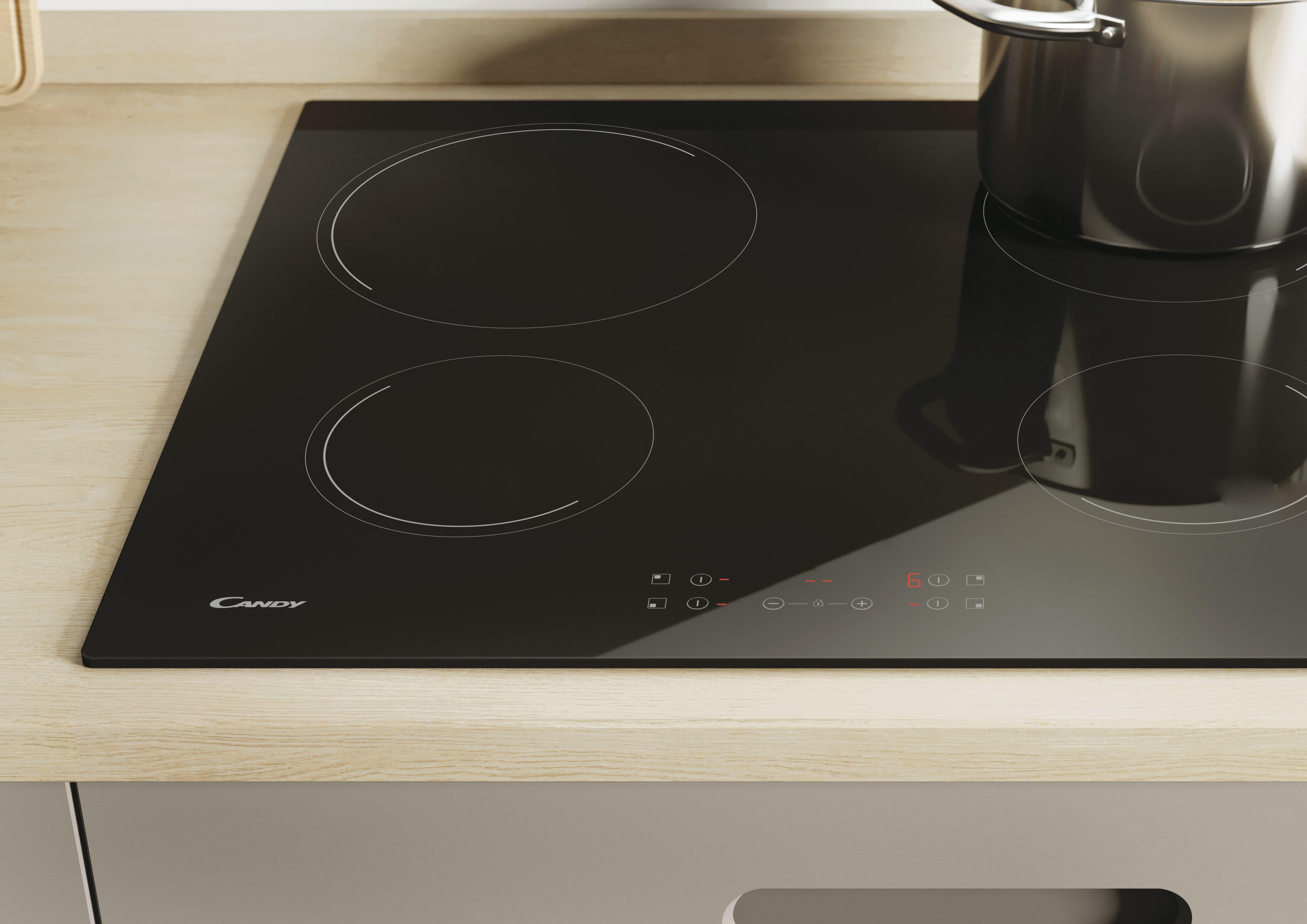 Placa vitrocerâmica 4 zonas de calor 6500 W 59 x 52 cm preto Candy CH64CCB/4U2 - 13
