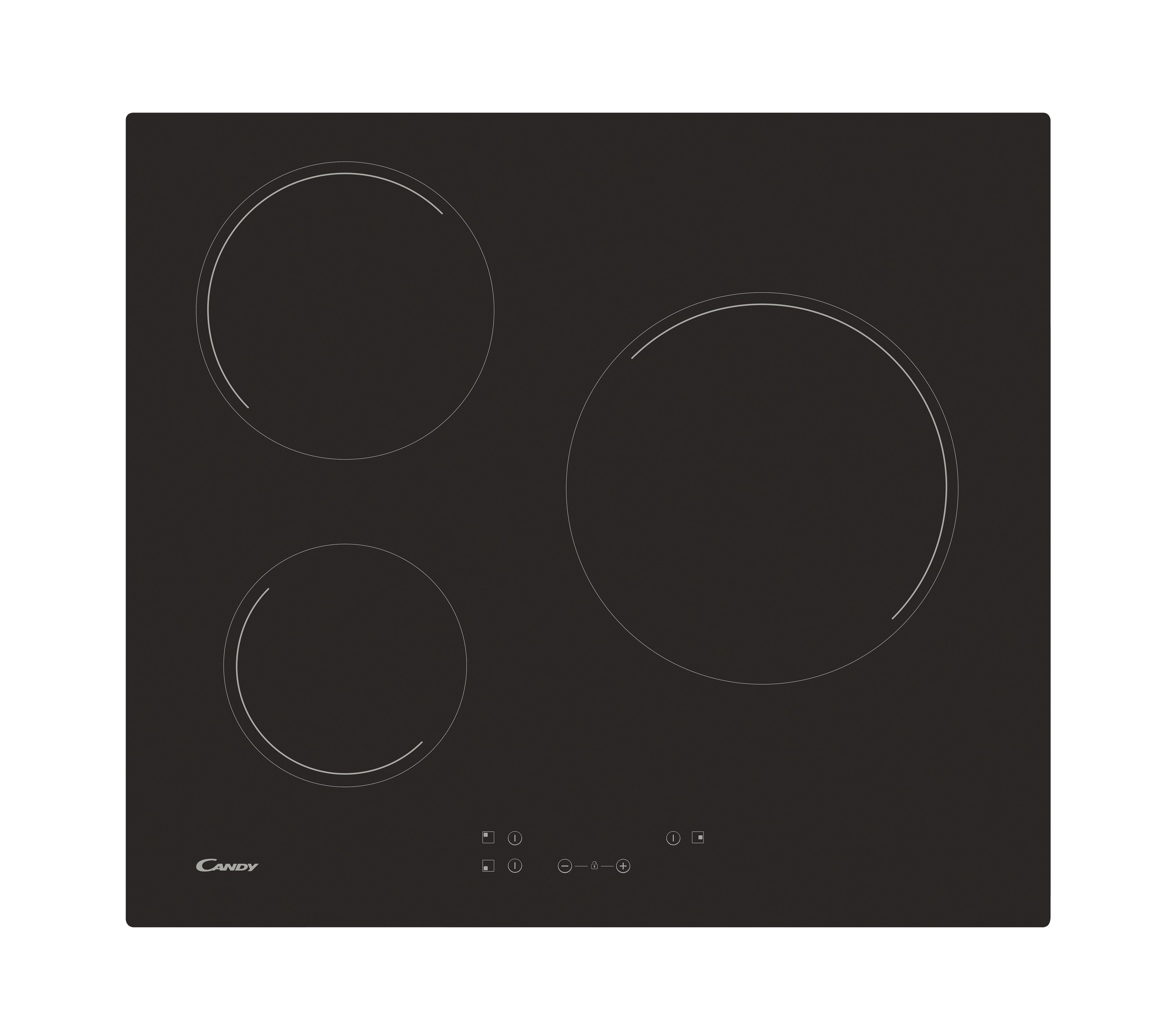 Placa vitrocerámica CANDY CH63CC/4U2 con 3 zonas de cocción zona grande de 26cm 5500 W negro 60cm - 2