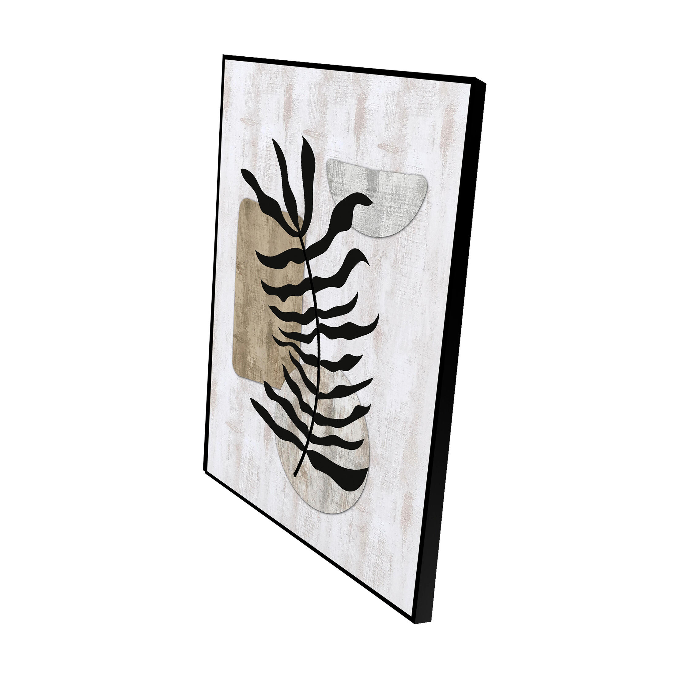 Cuadro pintura impresa enmarcada Botánica rectangular de 50 x 70 cm. MDF Deco Line Hojas multicolor. Marco color Negro - 5
