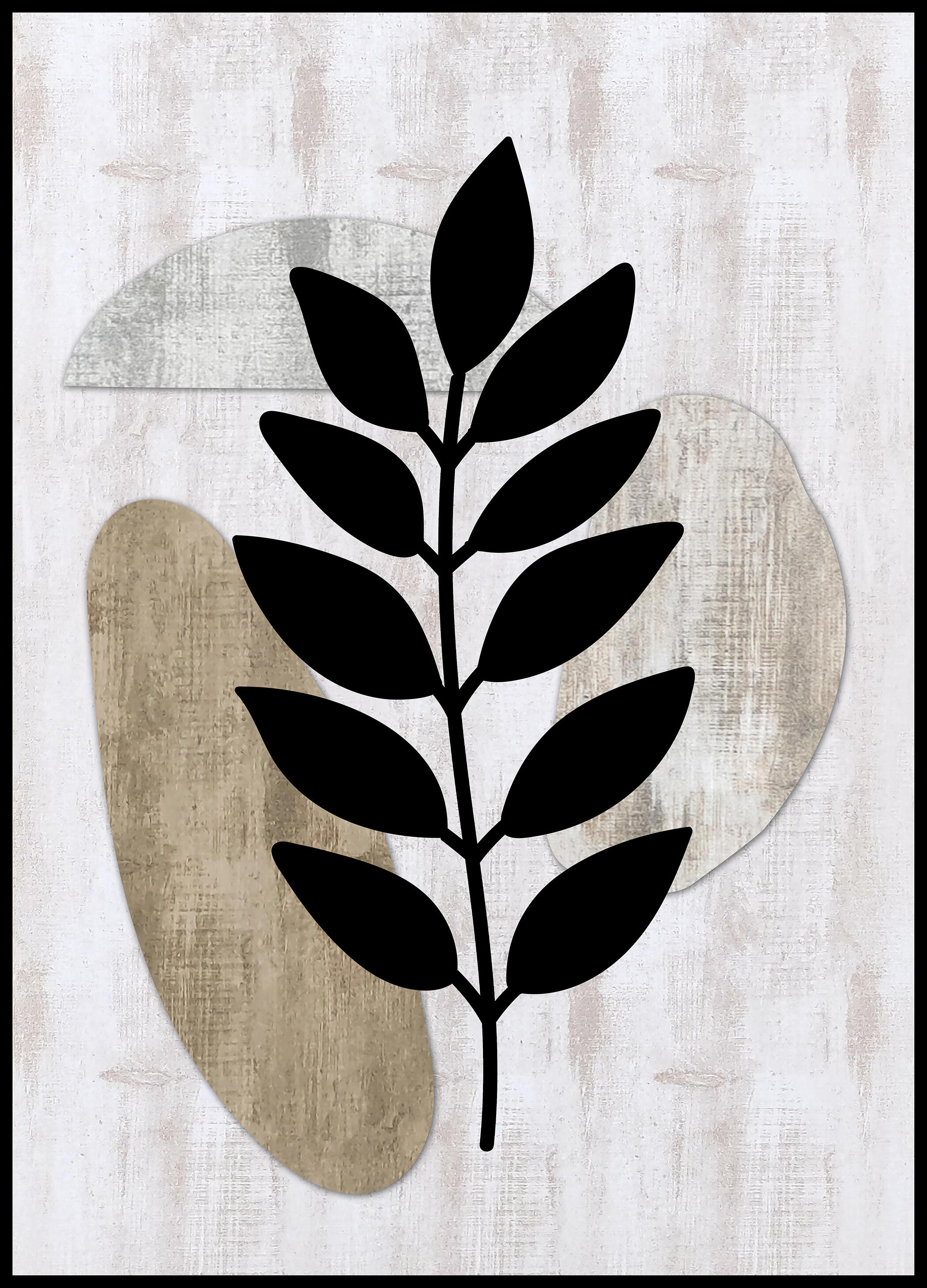 Cuadro Deco line Hojas negras  50 cm x 70 cm - 2