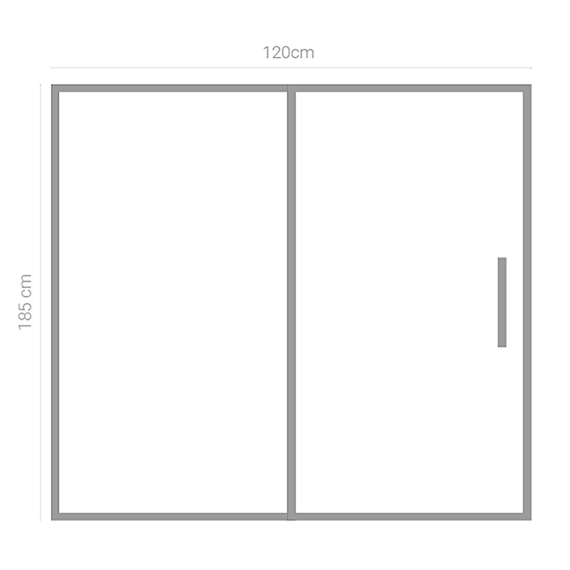 Mampara de ducha corredera 1 hoja fija + 1 puerta corredera Cebra. Perfil aluminio cromo. Ancho adaptable (119-123)x185 cm 5mm - 5