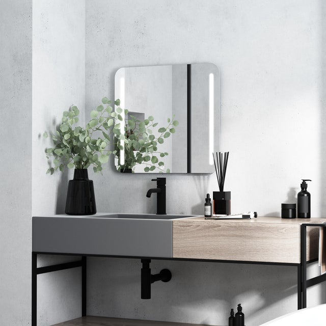 Espejo de baño con luz LED funcional Madrid cuadrado con antivaho, táctil 80x80cm