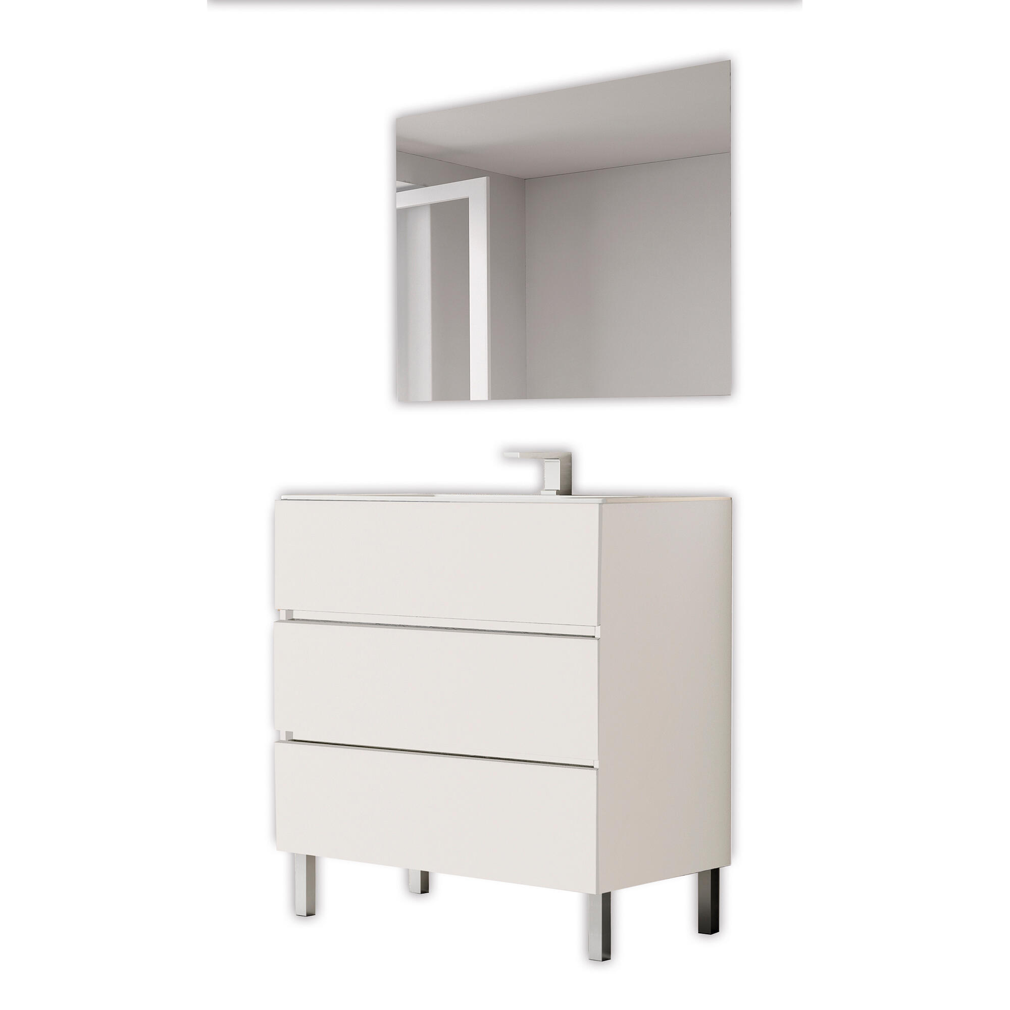 Mueble de baño con lavabo y espejo Comoro  blanco 80x45 cm - 6