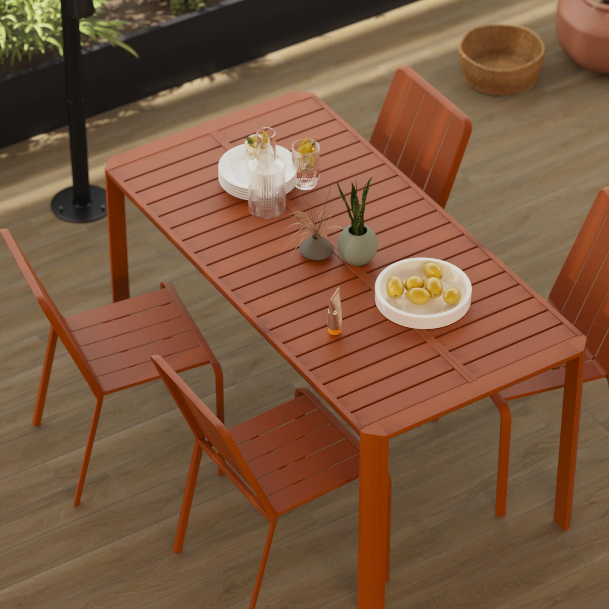 Sedia da giardino in alluminio rosso Idaho NATERIAL, seduta in alluminio arancione - 7