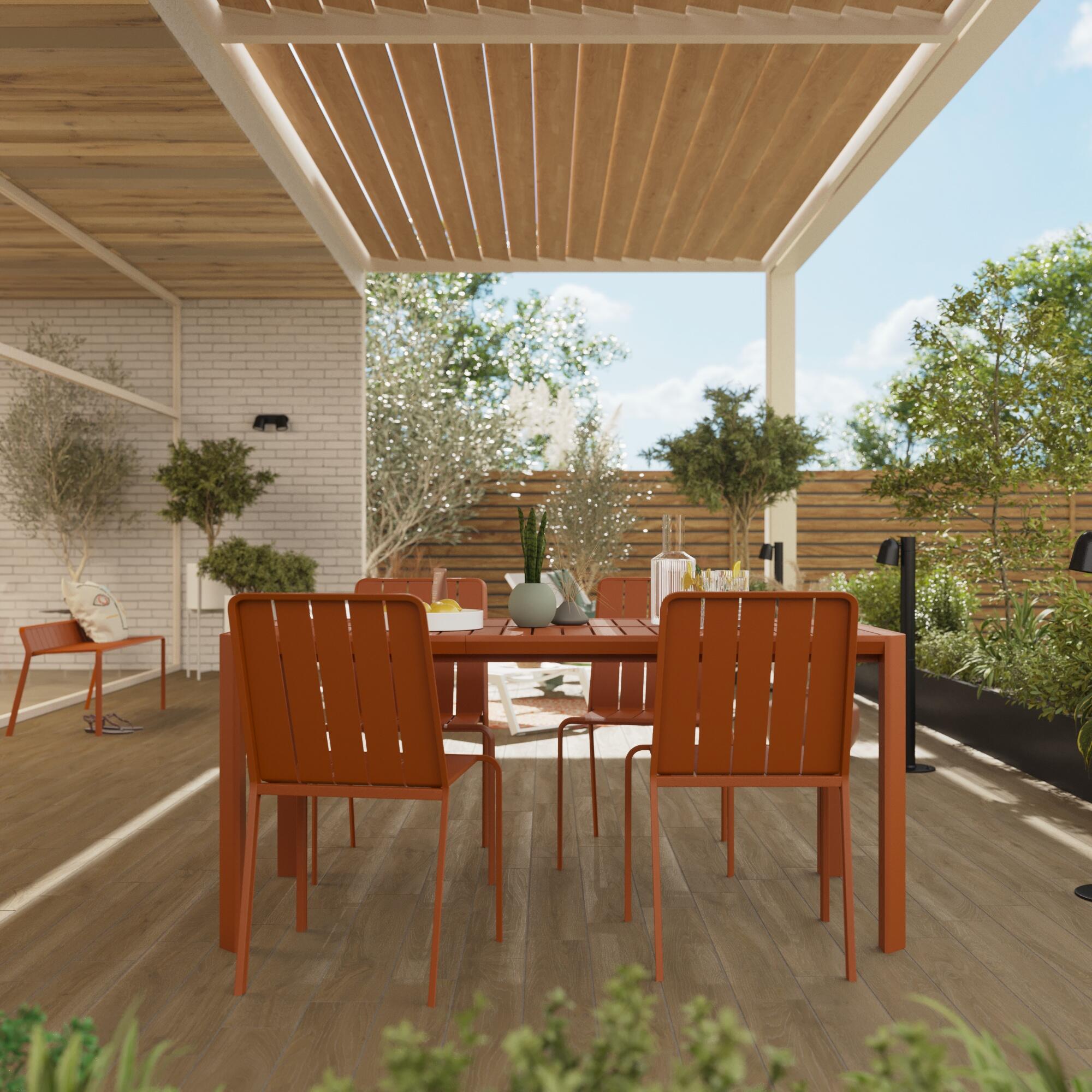 Sedia da giardino in alluminio rosso Idaho NATERIAL, seduta in alluminio arancione - 6