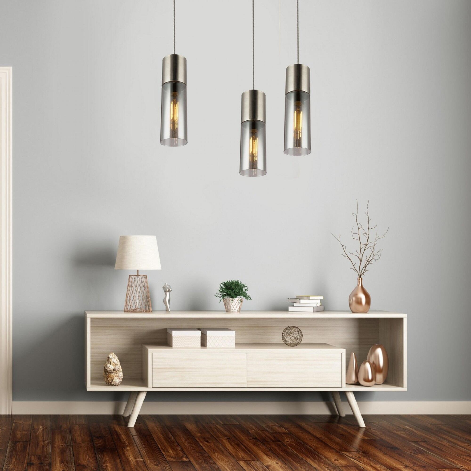 Candeeiro de teto suspenso Annika 1 luz metal transparente - 2