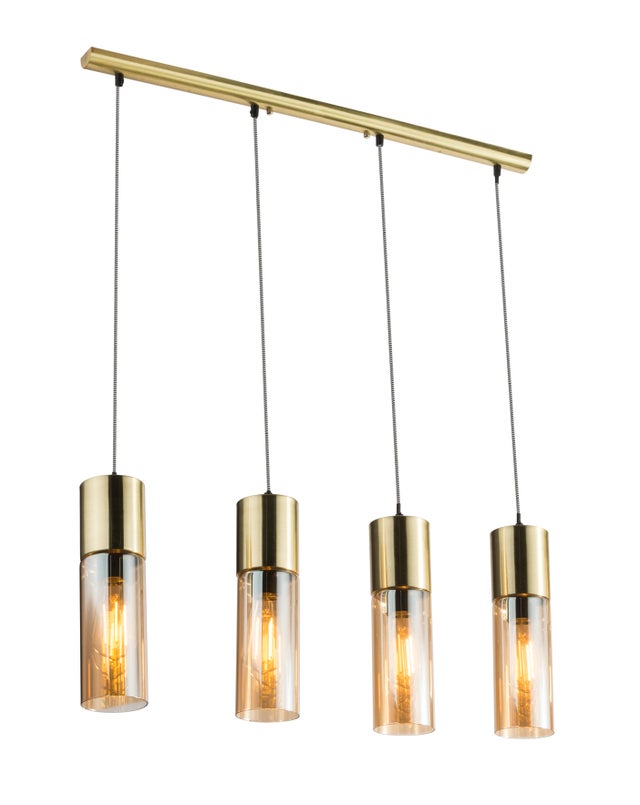 Candeeiro de teto suspenso Annika 4 luzes 25W vidro ambar