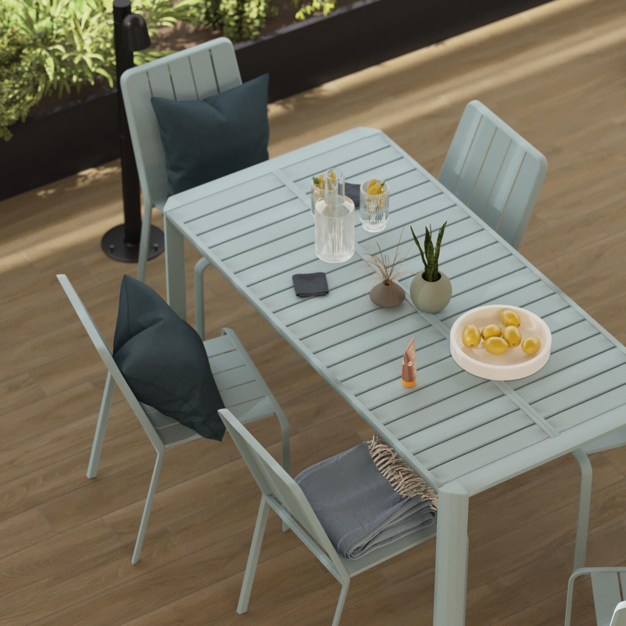 Mesa de jardín extensible naterial idaho de aluminio aqua de 110/162x75x82 cm