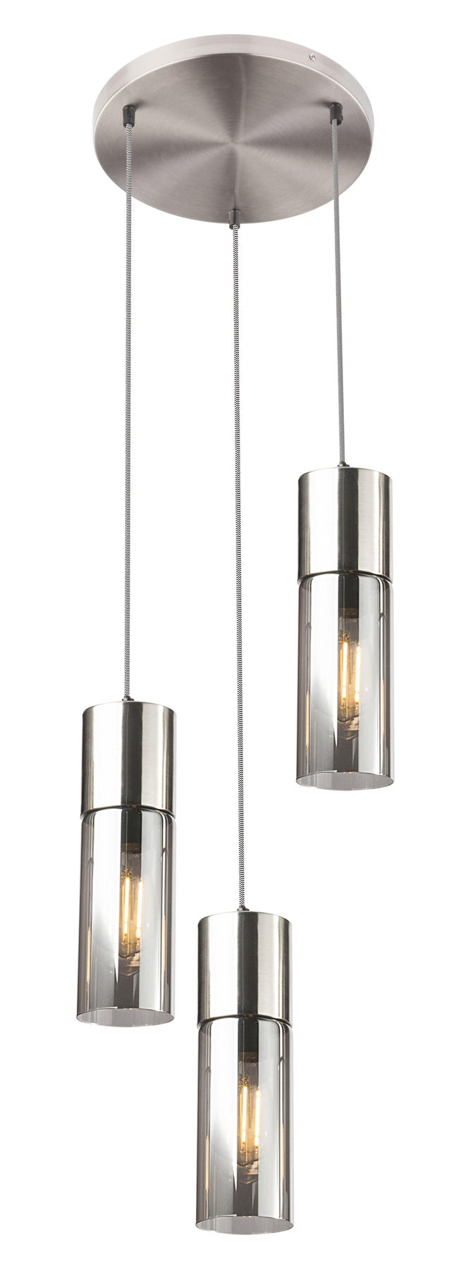 Candeeiro de teto suspenso ANNIKA 25W 3 LUZES D30CM VIDRO ESCURO