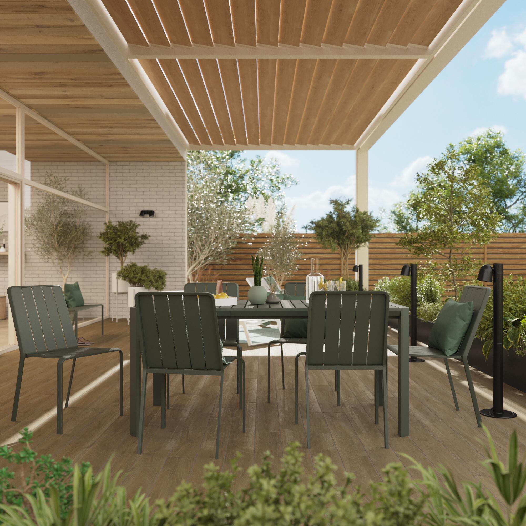 Table de jardin NATERIAL Idaho rectangulaire vert 6 personnes Leroy