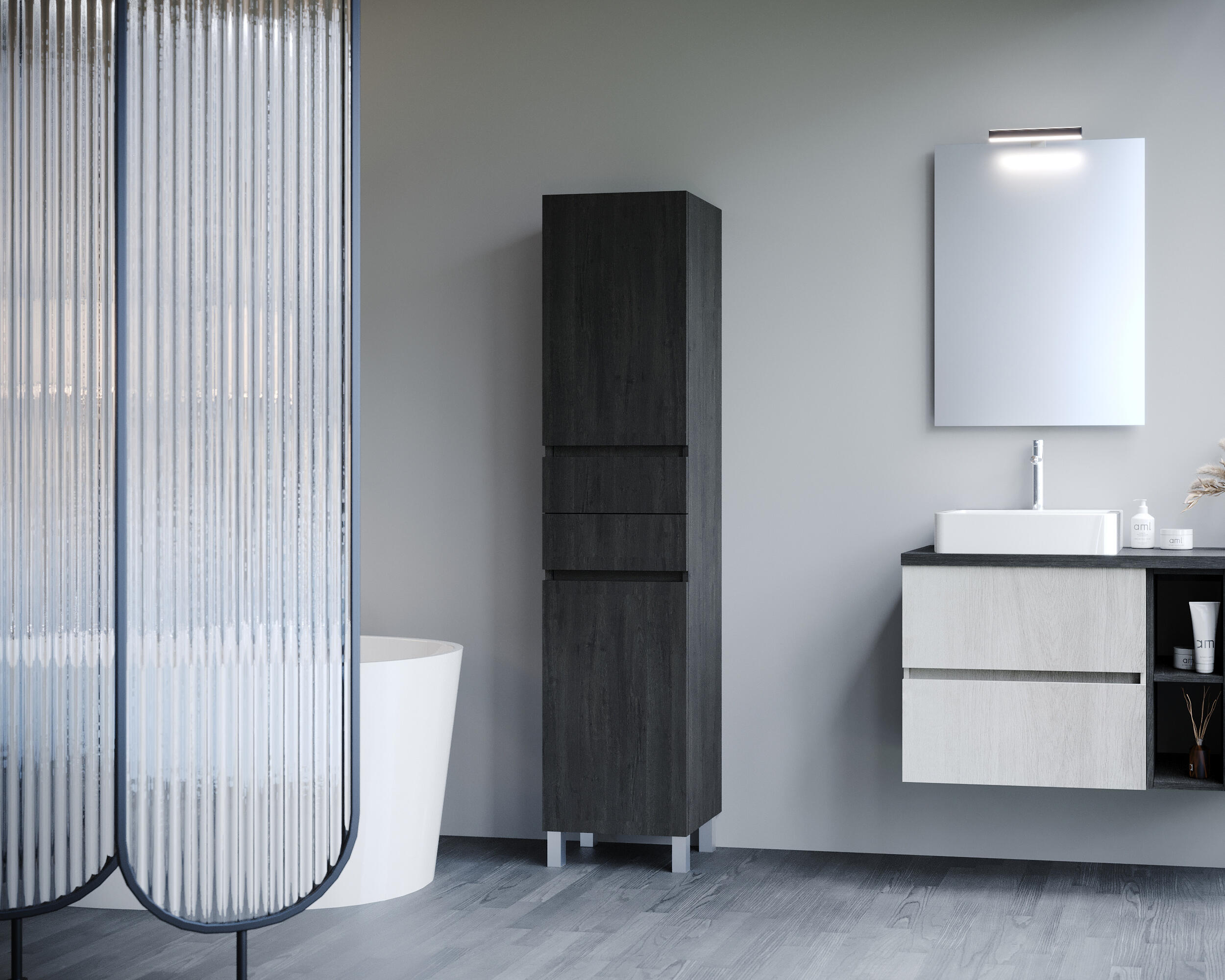 Móvel coluna arrumação casa de banho 40x172x31,5 cm cinzento escuro Zeus - 9