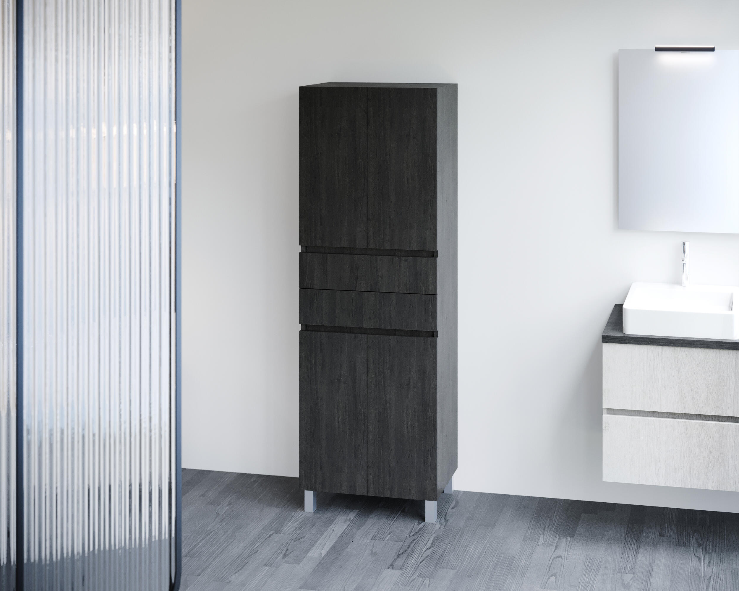 Móvel coluna arrumação casa de banho 60x172x31,5 cm cinzento escuro Zeus - 9