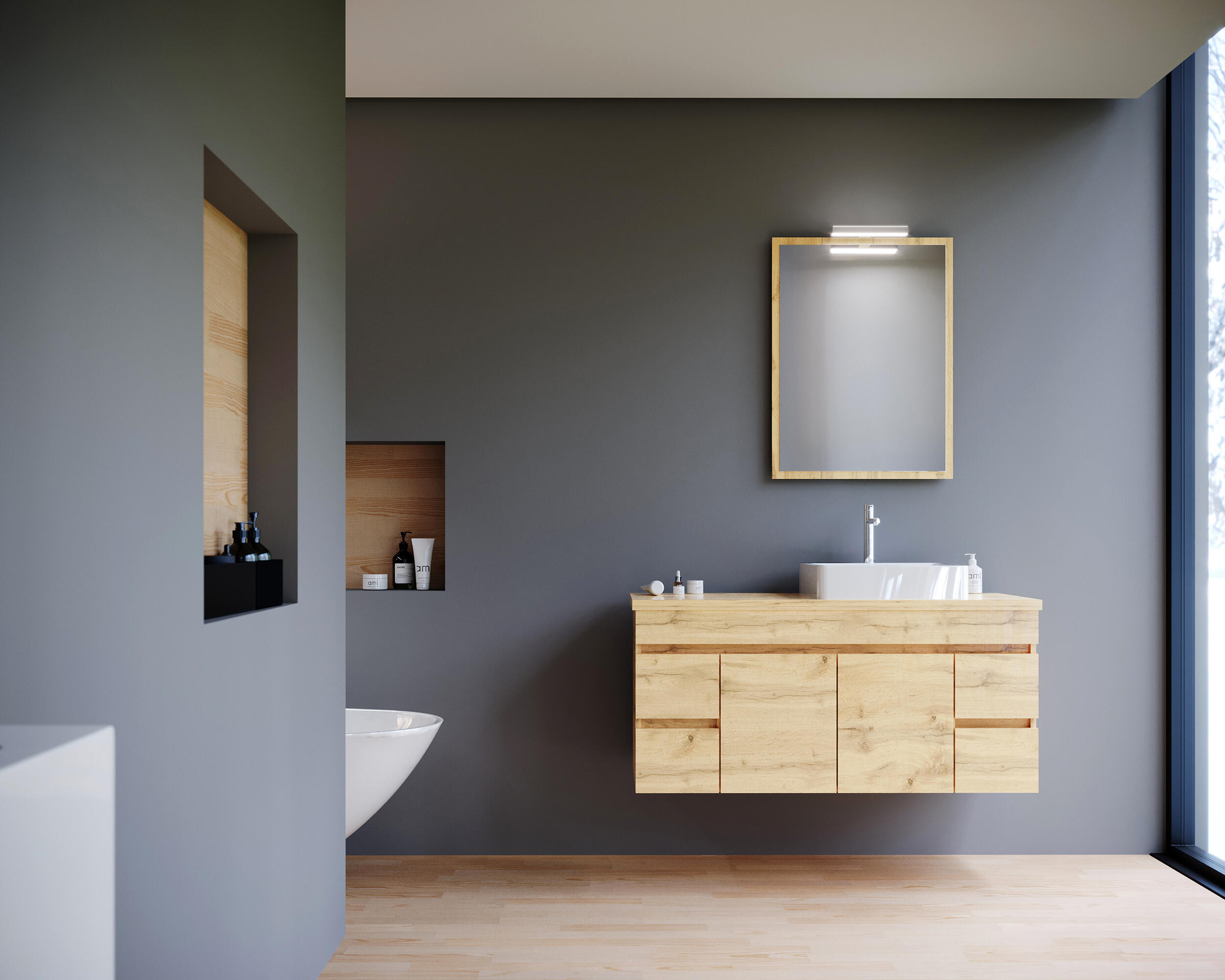 Móvel de casa de banho ZEUS SUSPENSO CARVALHO NATURAL 120 - 2