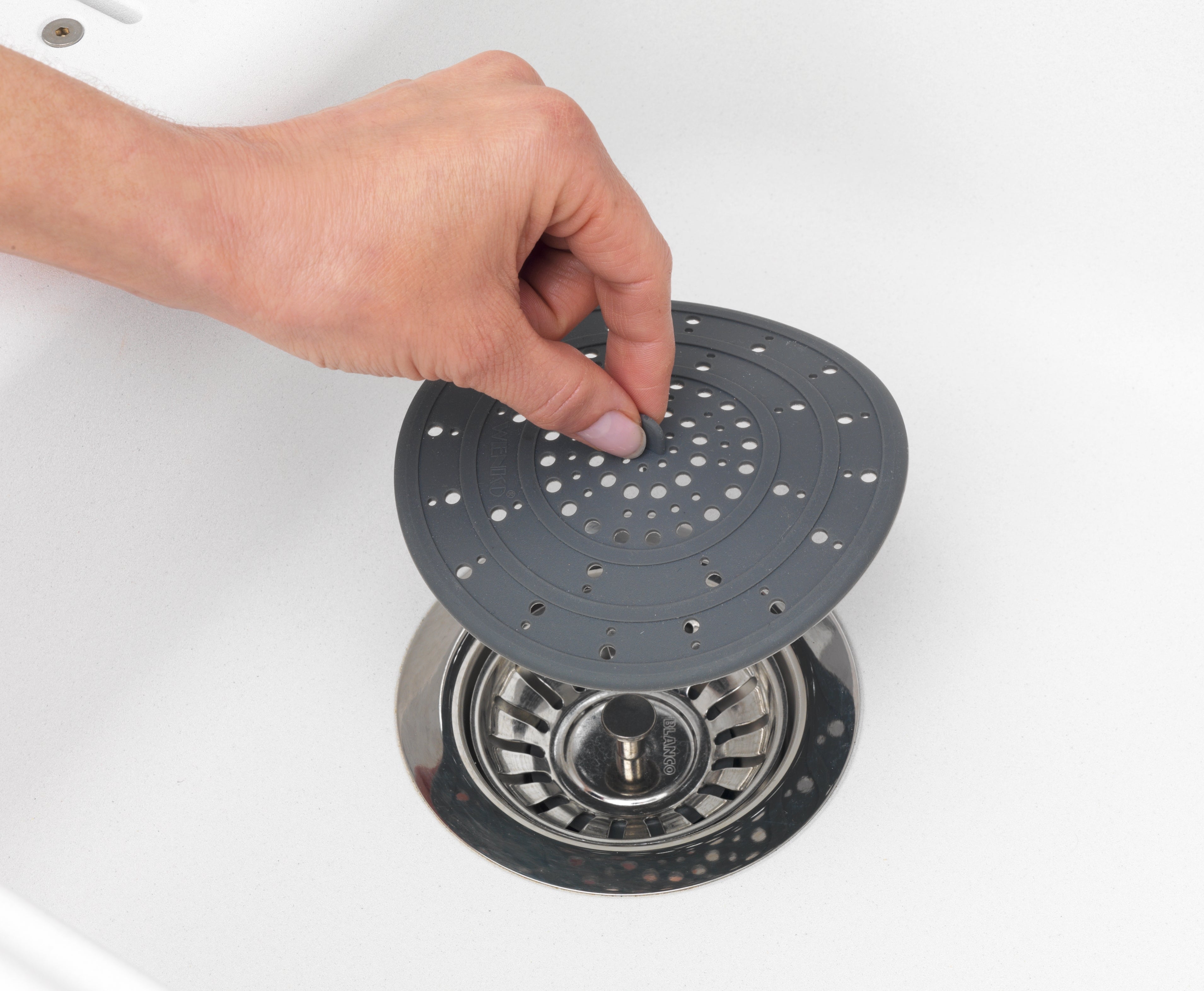 Tampa silicone para lava louça cinza 12x12 cm Wenko Sava - 7