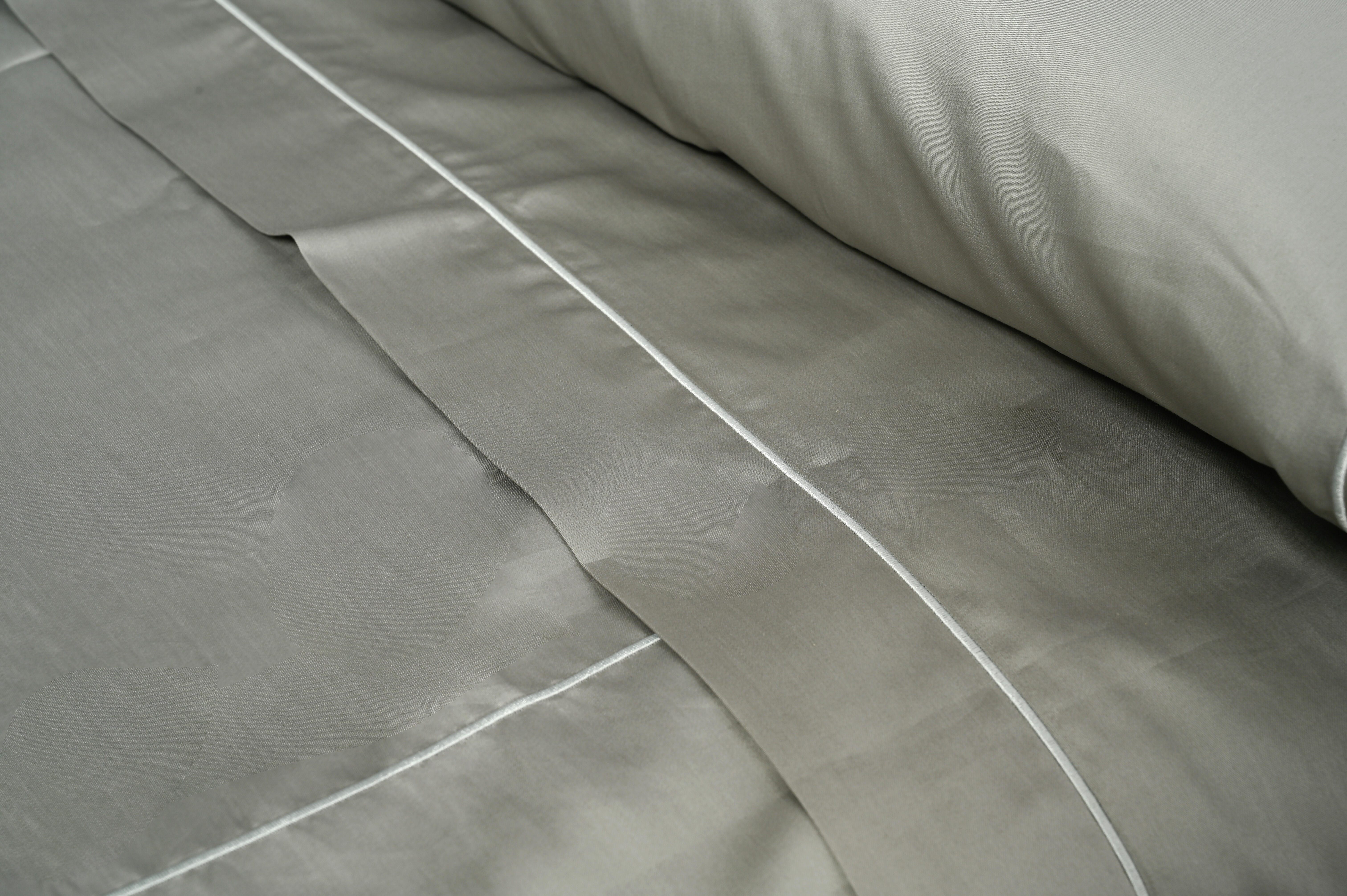 Funda nórdica Bordón algodón egipcio 300 hilos liso gris para cama de 180 cm - 18