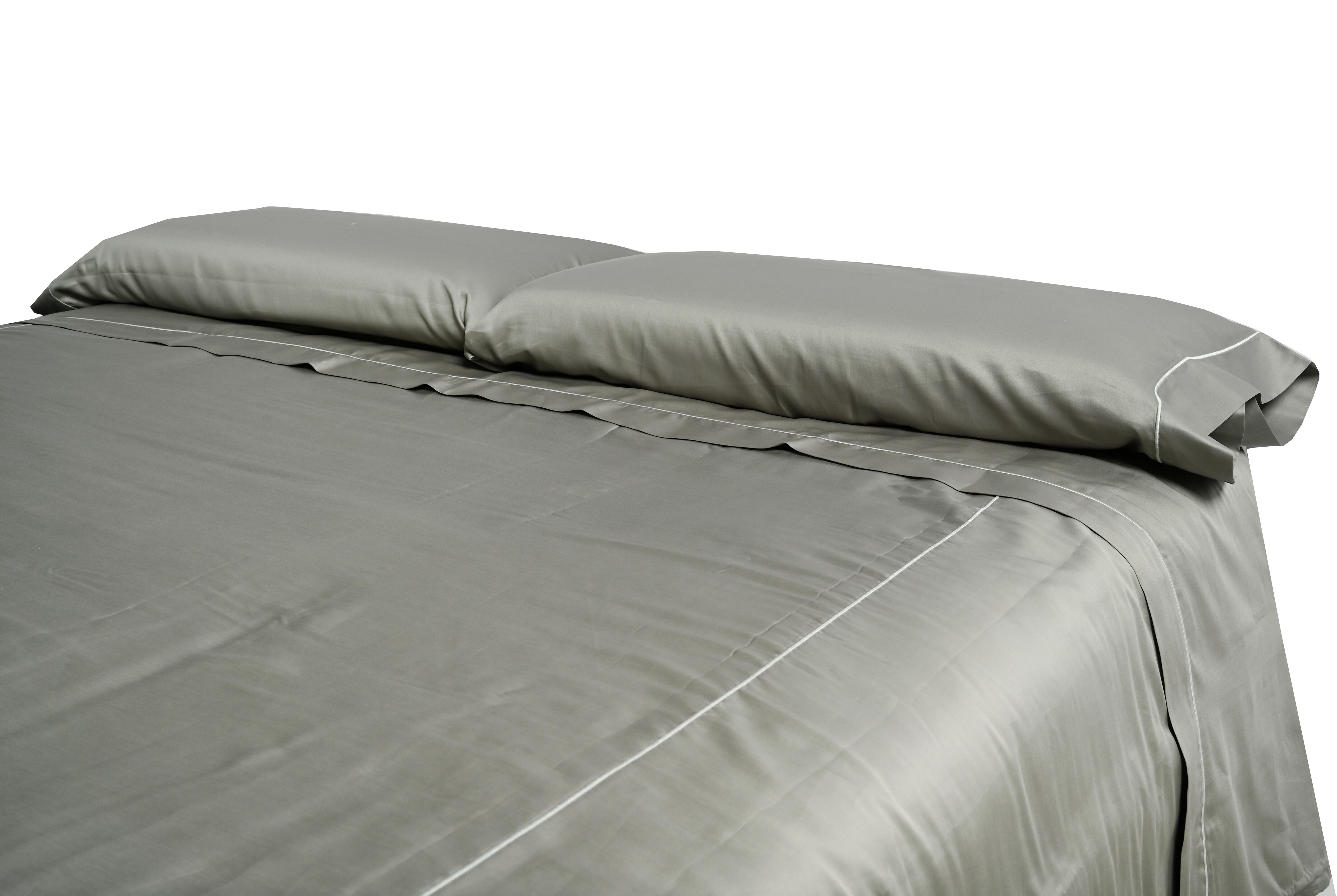 Funda nórdica Bordón algodón egipcio 300 hilos liso gris para cama de 180 cm - 17