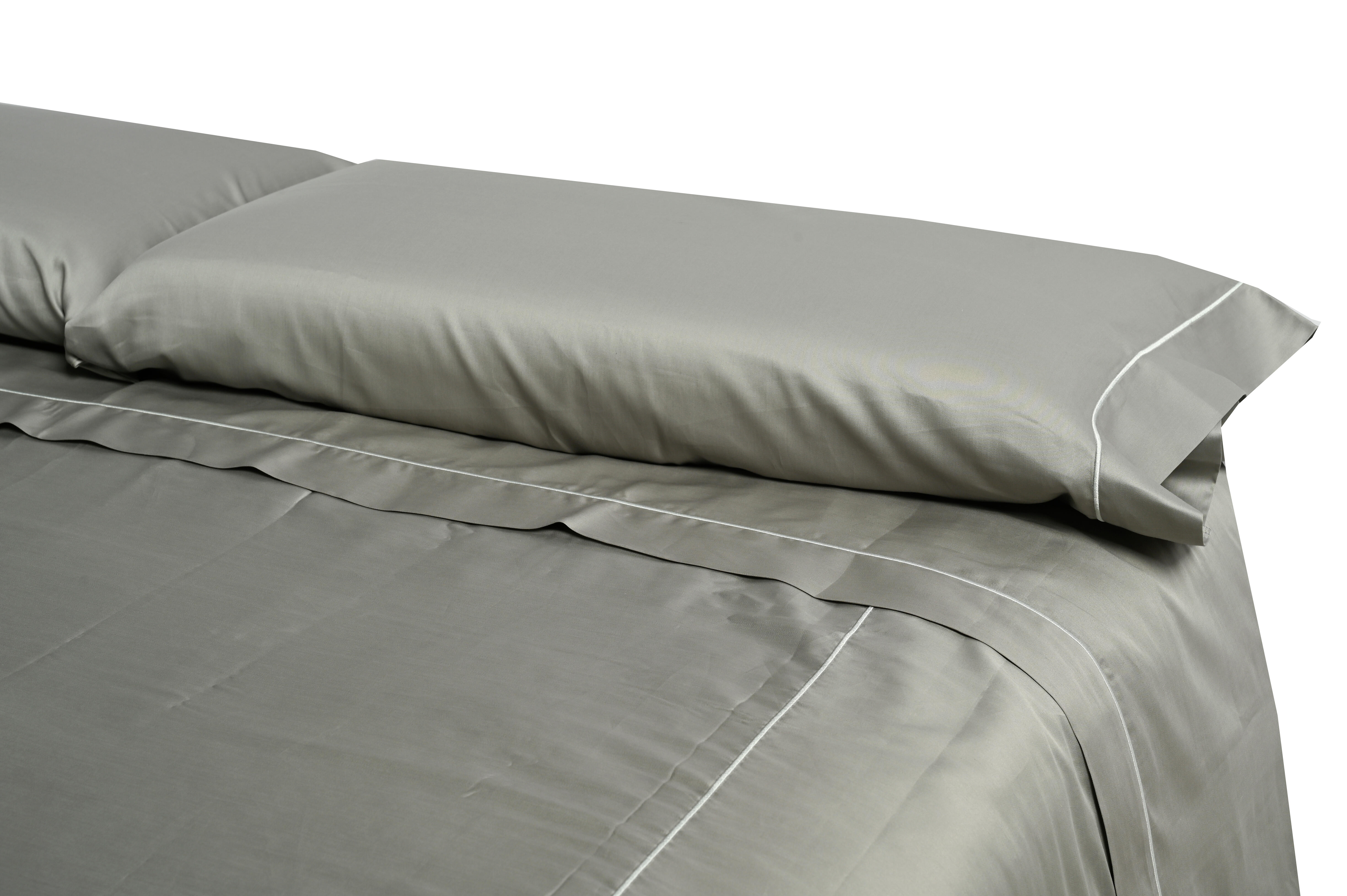 Funda nórdica Bordón algodón egipcio 300 hilos liso gris para cama de 180 cm - 16