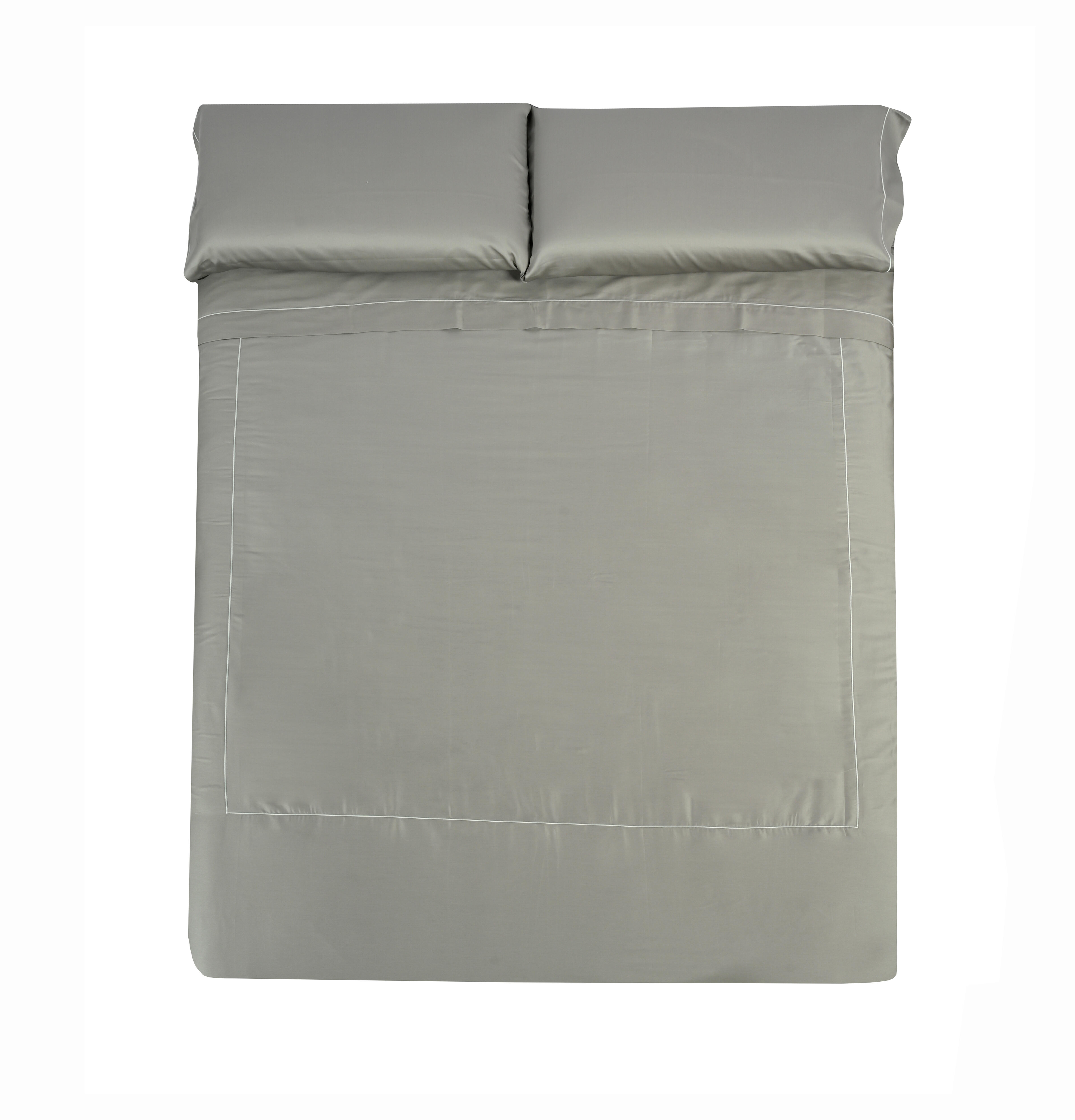 Funda nórdica Bordón algodón egipcio 300 hilos liso gris para cama de 180 cm - 5
