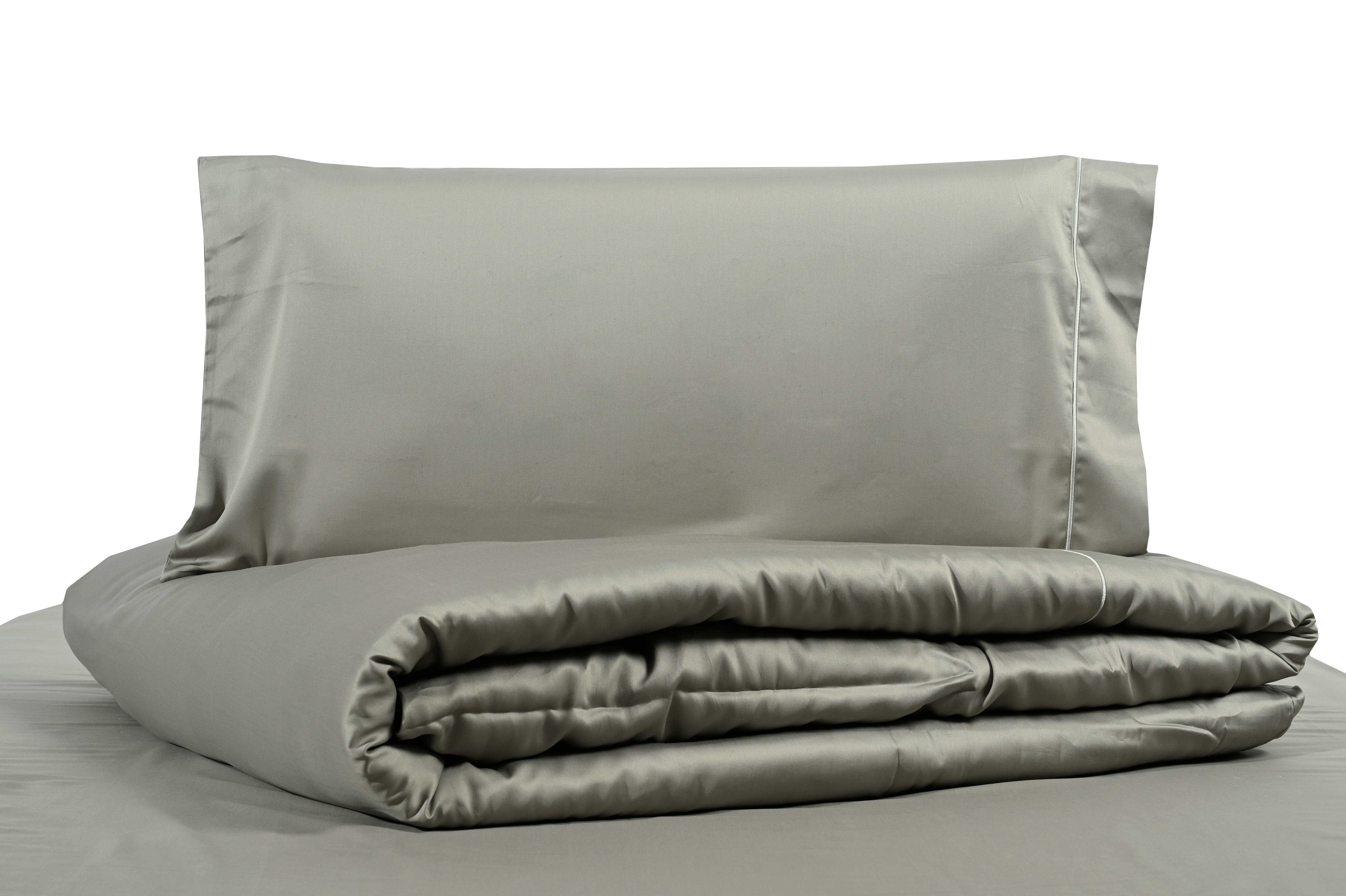 Funda nórdica Bordón algodón egipcio 300 hilos liso gris para cama de 180 cm - 2