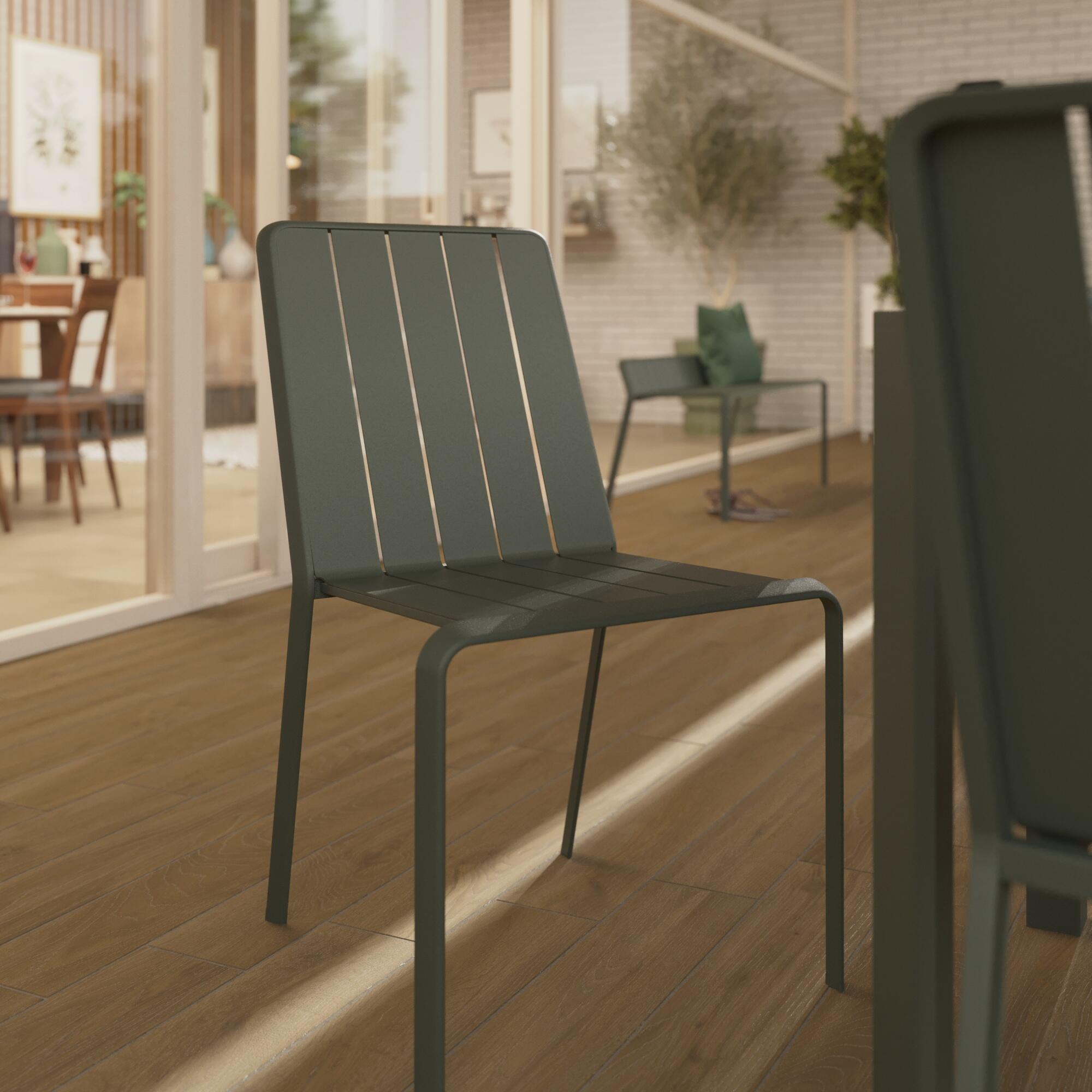 Silla de jardín sin brazos naterial idaho de aluminio verde