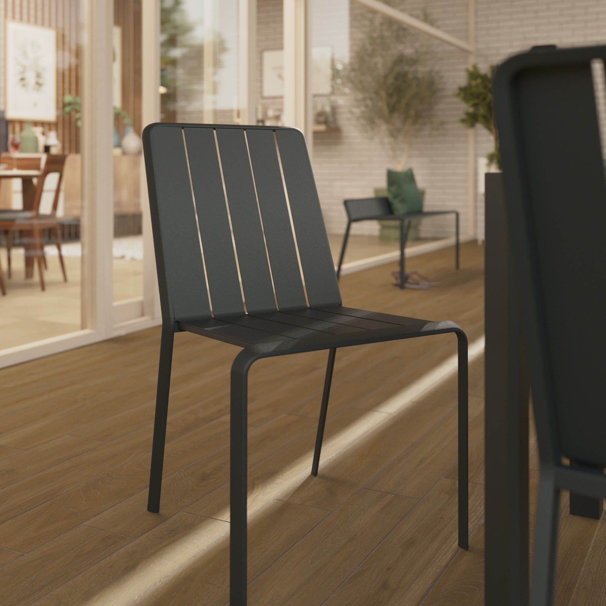 Silla de jardín sin brazos naterial idaho de aluminio gris