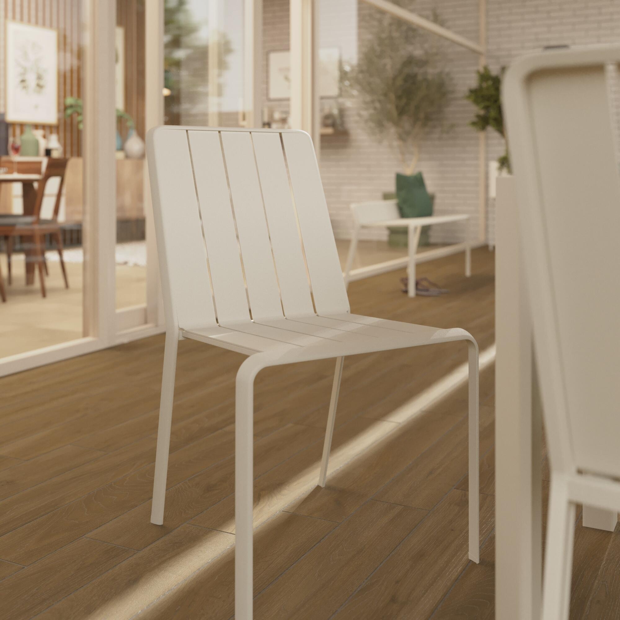 Silla de jardín sin brazos naterial idaho de aluminio beige