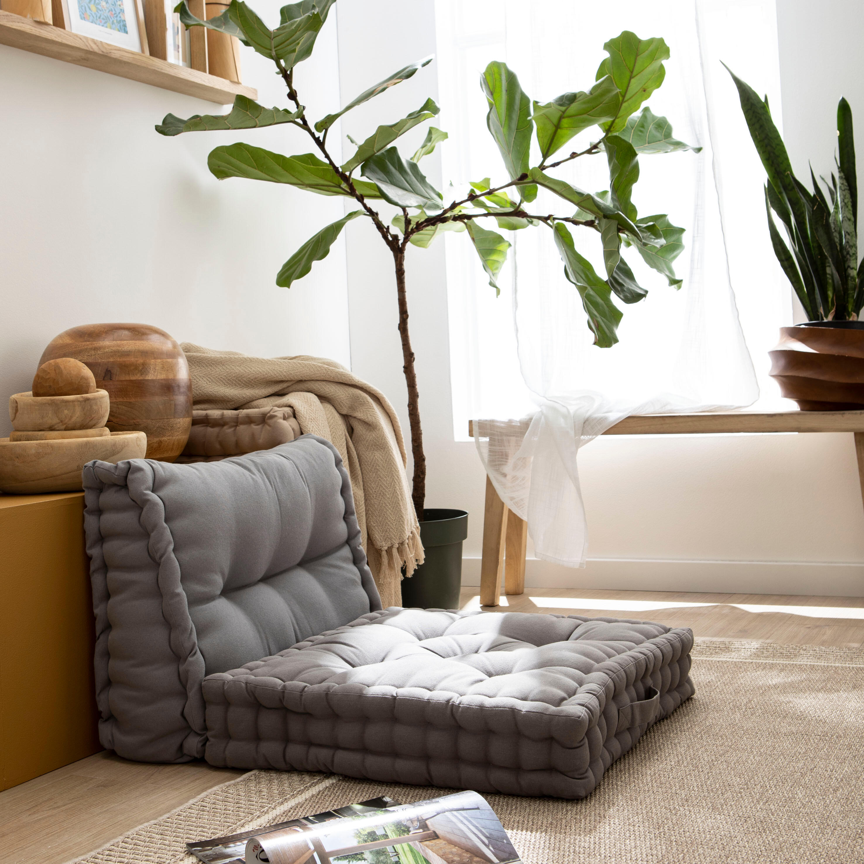 Cojín de suelo exterior/interior INSPIRE Luck gris granito 60x60x13cm - 11
