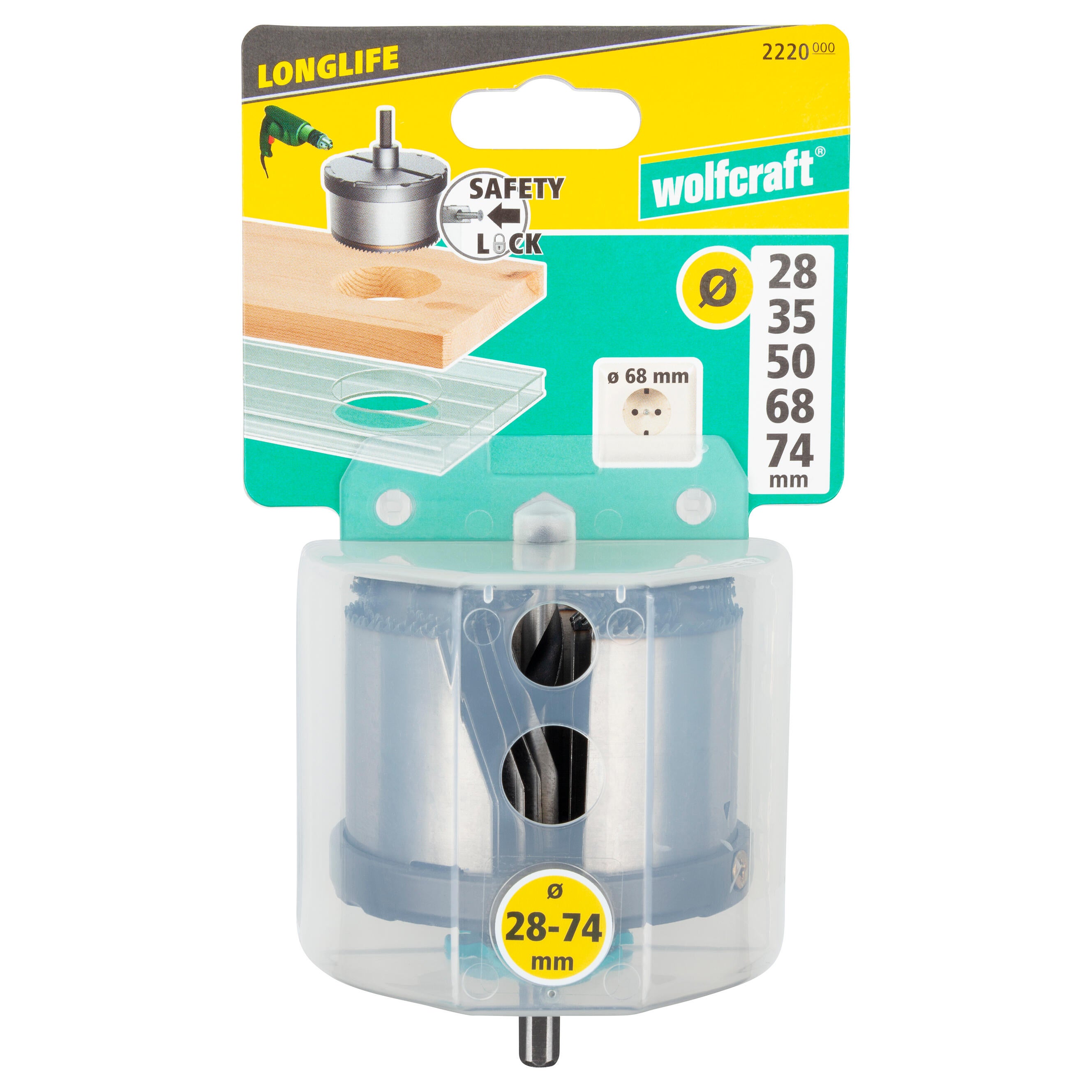 Scie cloche multi-lames bois/plastique/plâtre WOLFCRAFT Diam.28,35,50,68,74 mm - 4