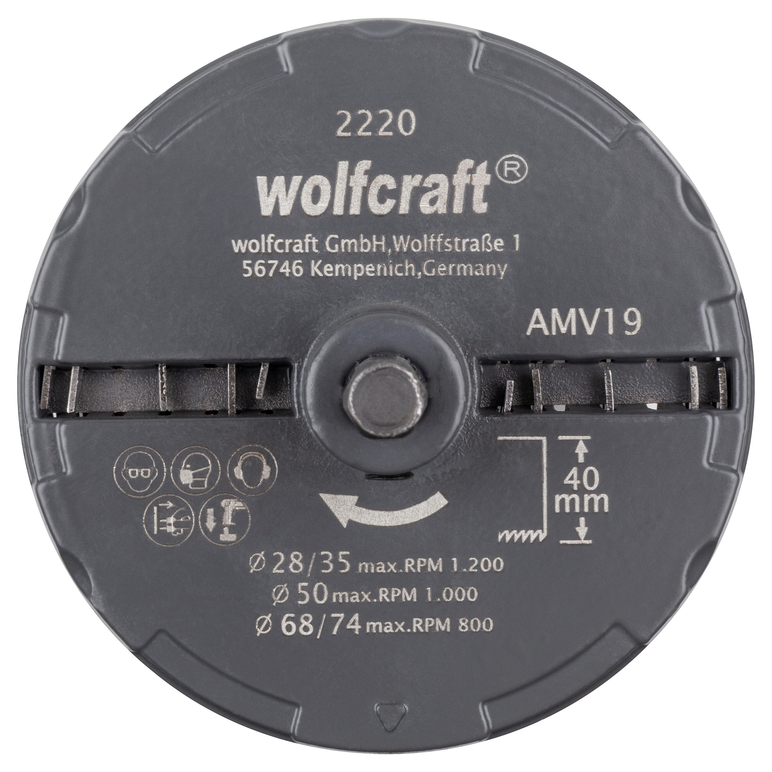 Scie cloche multi-lames bois/plastique/plâtre WOLFCRAFT Diam.28,35,50,68,74 mm - 3